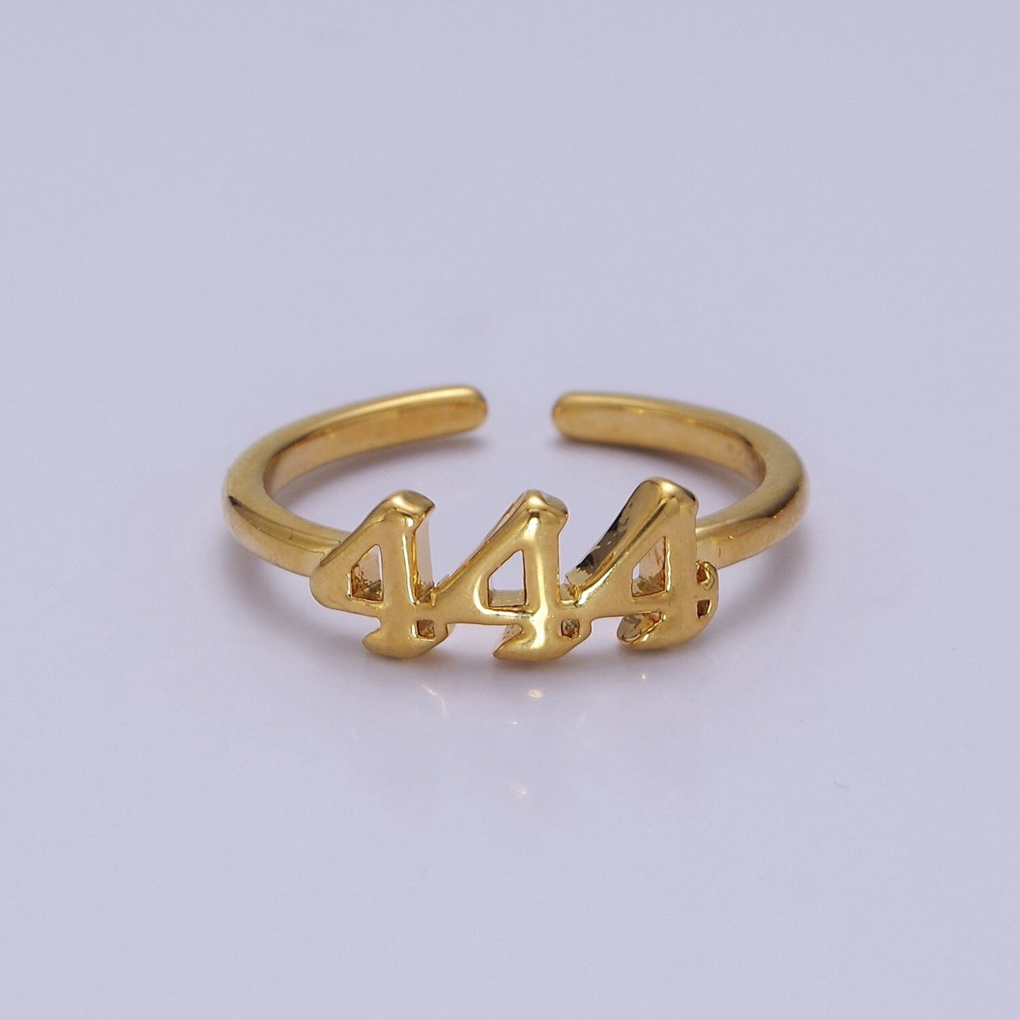 Dainty Gold Angel Number Ring Lucky Number for Stackable Jewelry Minimalist Ring Open Adjustable