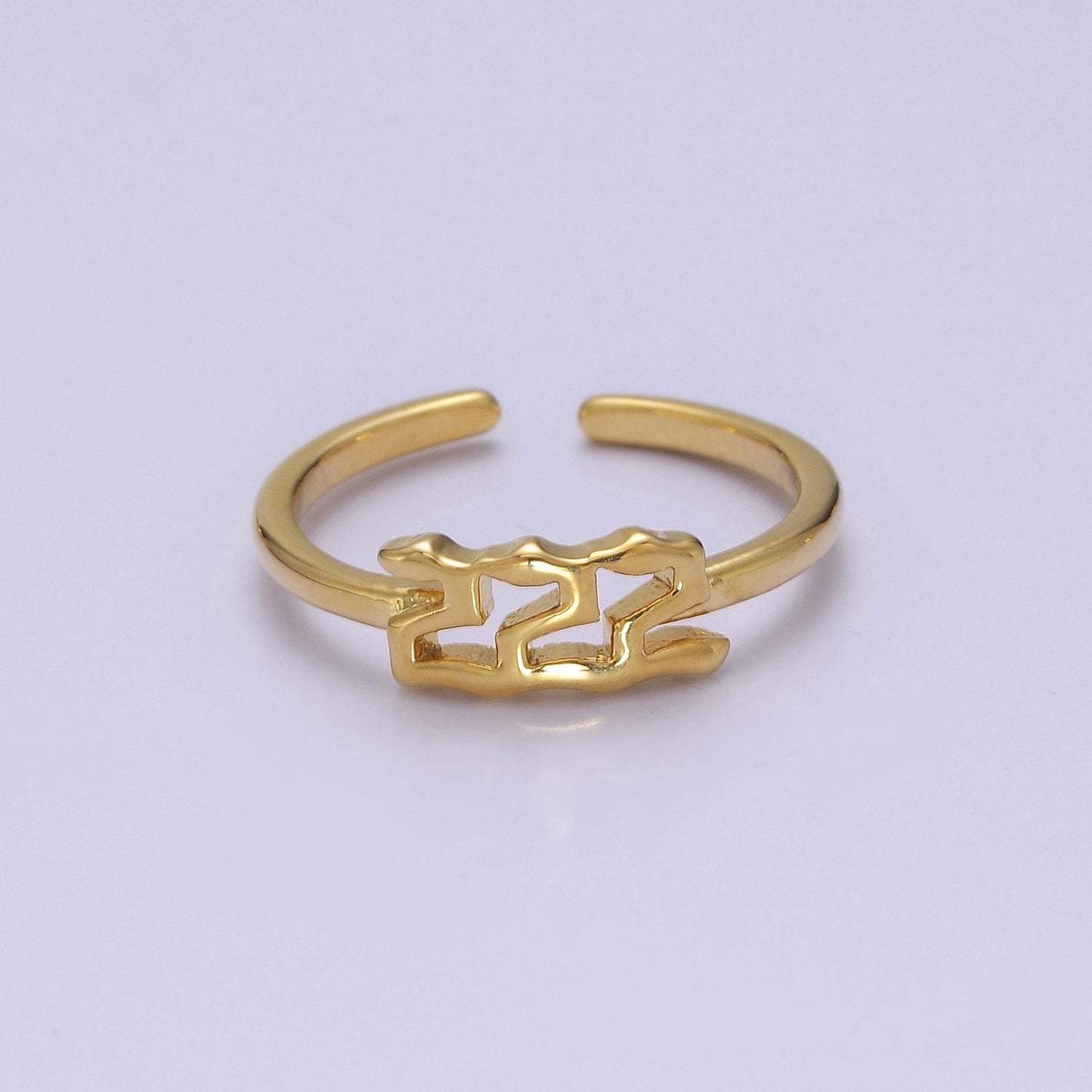 Dainty Gold Angel Number Ring Lucky Number for Stackable Jewelry Minimalist Ring Open Adjustable