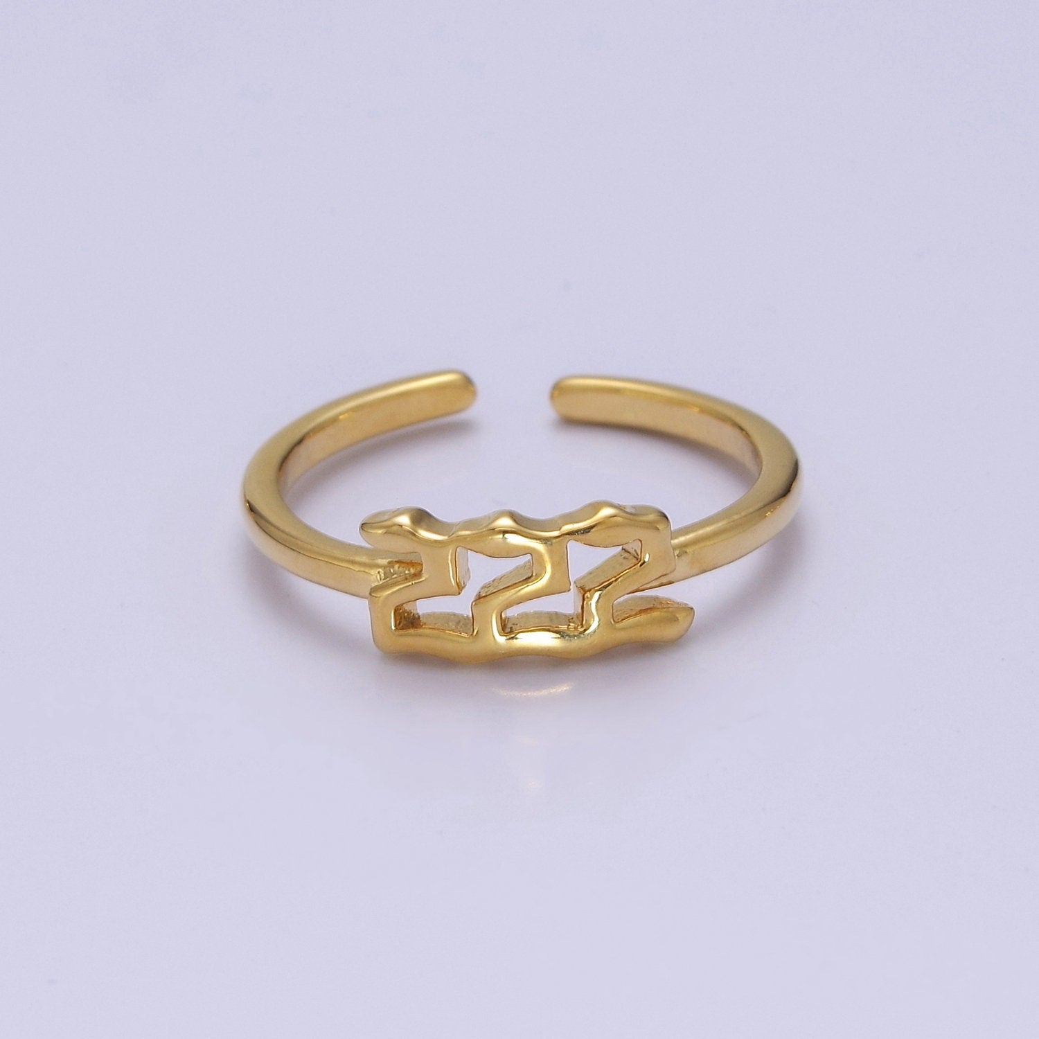 Dainty Gold Angel Number Ring Lucky Number for Stackable Jewelry Minimalist Ring Open Adjustable