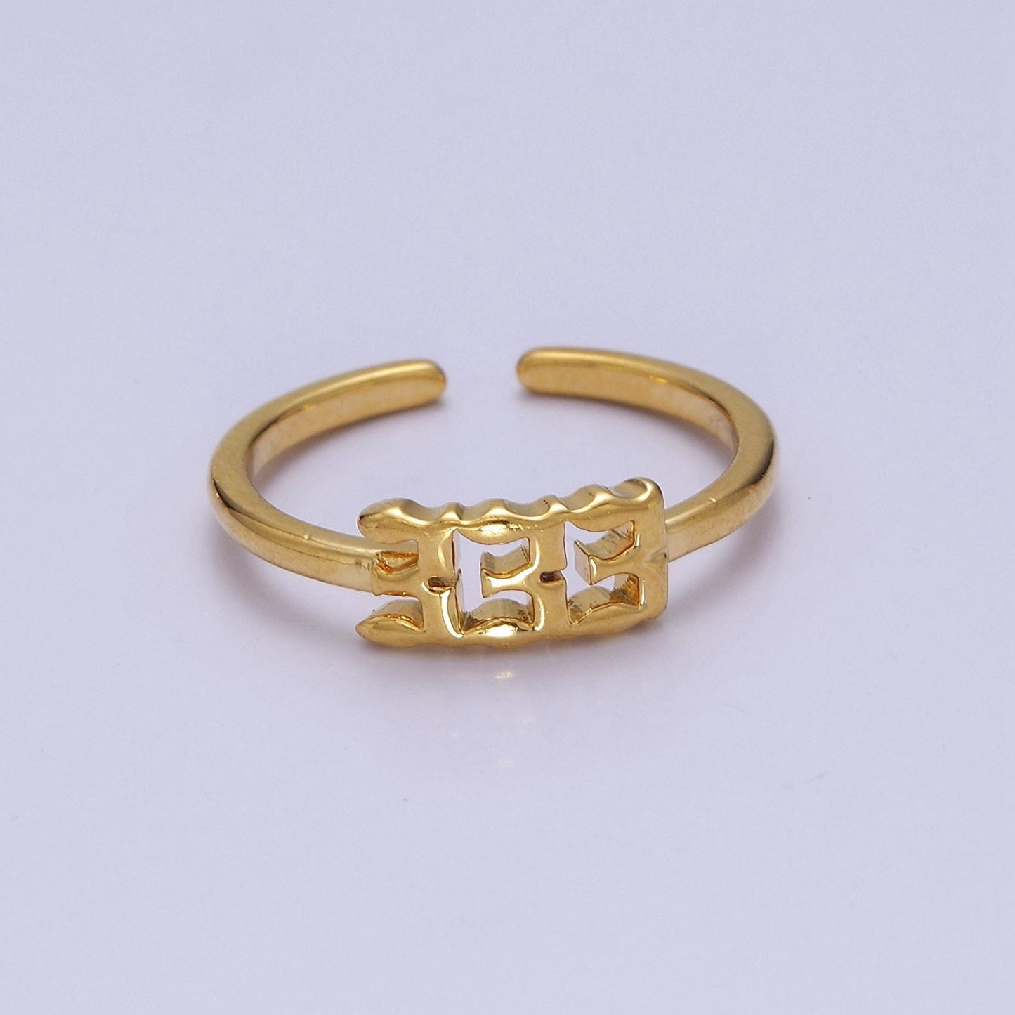 Dainty Gold Angel Number Ring Lucky Number for Stackable Jewelry Minimalist Ring Open Adjustable
