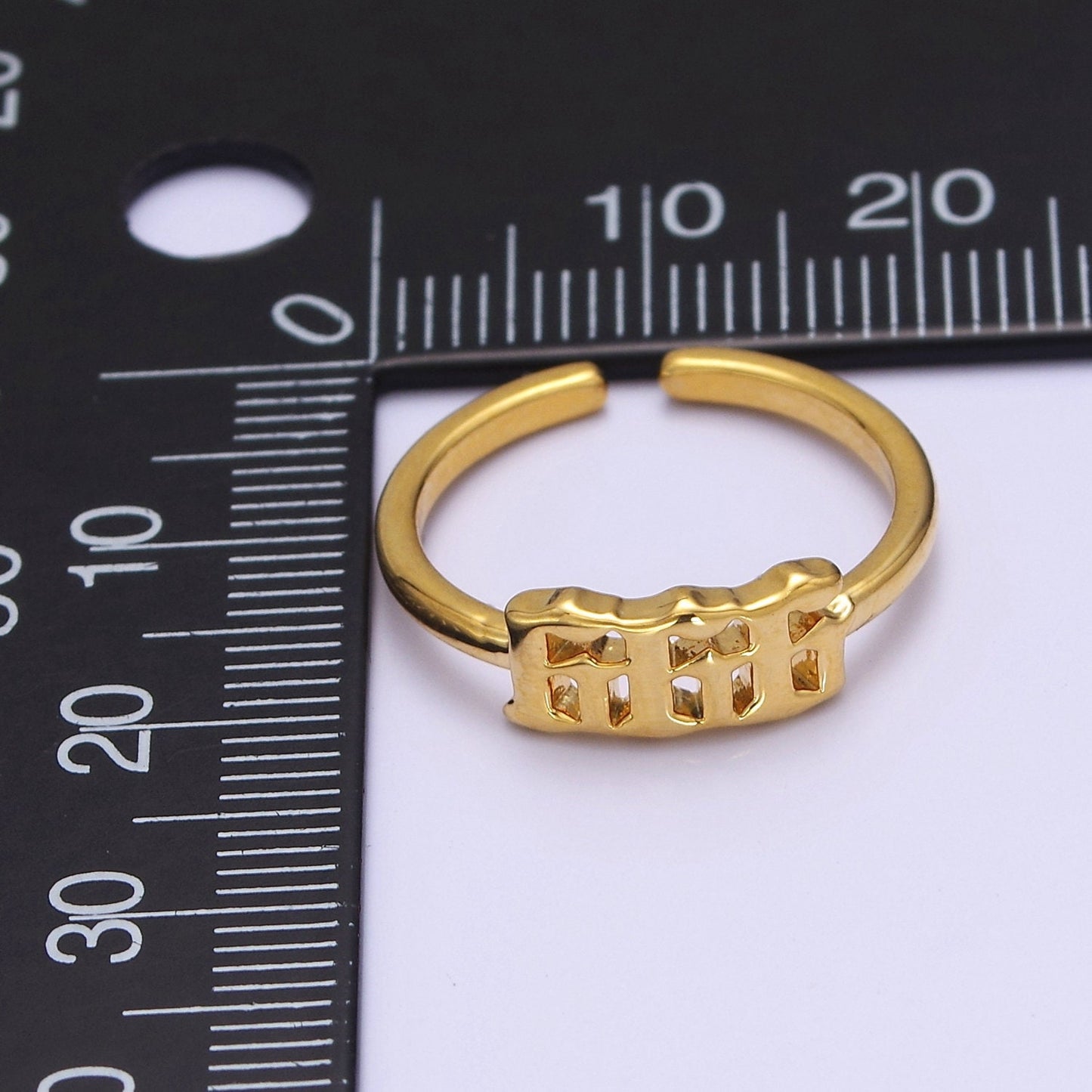 Dainty Gold Angel Number Ring Lucky Number for Stackable Jewelry Minimalist Ring Open Adjustable