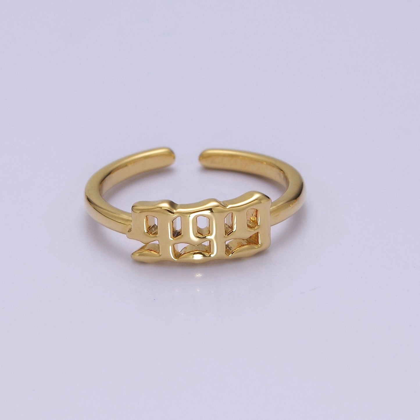 Dainty Gold Angel Number Ring Lucky Number for Stackable Jewelry Minimalist Ring Open Adjustable