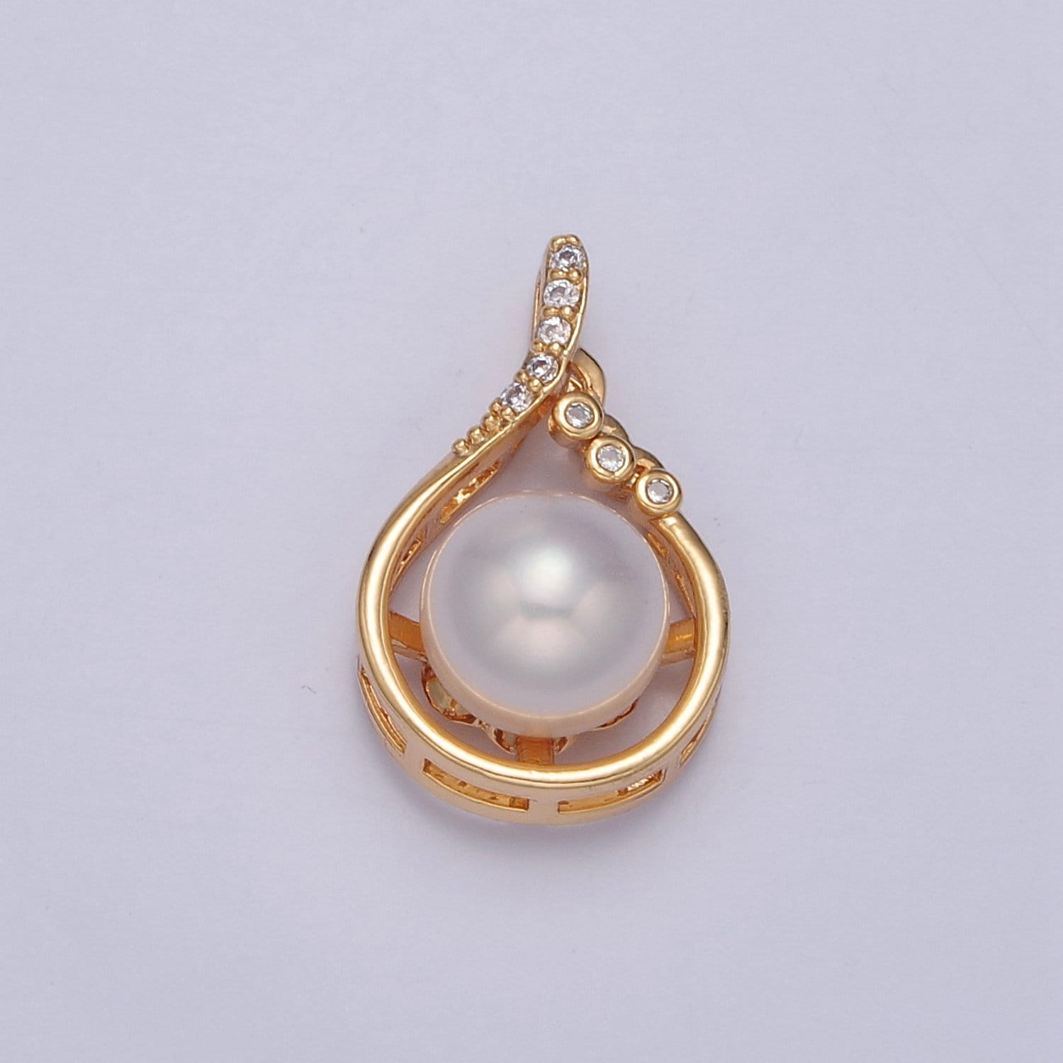 Dainty Pave Charm Genuine Shell Pearl Pendant Minimalist Bridal Wedding Jewelry, Shell Pearl Pendant For DIY Jewelry Necklace Making J-697