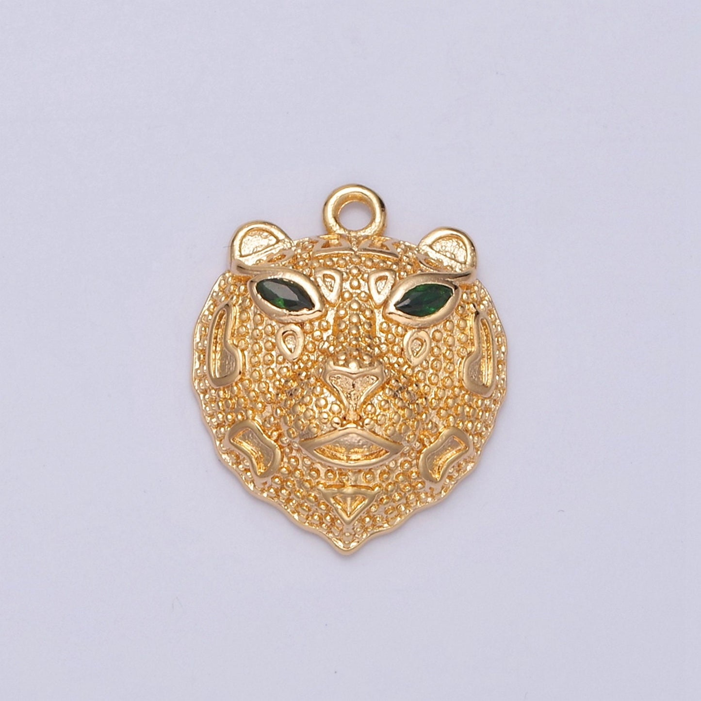16K Gold Filled Bear Charm with Green CZ Cubic Zirconia Eyes, Nature Forest Wildlife Animal Charm For DIY Jewelry Making, E-780