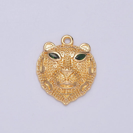 16K Gold Filled Bear Charm with Green CZ Cubic Zirconia Eyes, Nature Forest Wildlife Animal Charm For DIY Jewelry Making, E-780