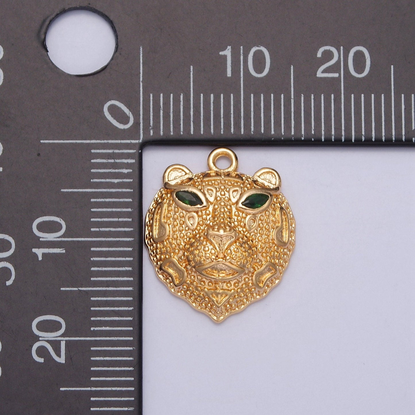 16K Gold Filled Bear Charm with Green CZ Cubic Zirconia Eyes, Nature Forest Wildlife Animal Charm For DIY Jewelry Making, E-780