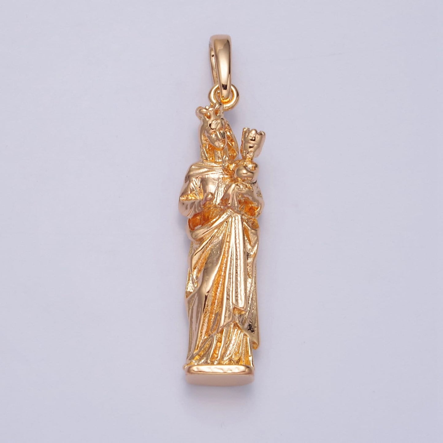 16K Gold Filled Mother Mary with Baby Jesus Charm, Religious Christian Catholic Pendant For DIY Jewelry Making, I-070