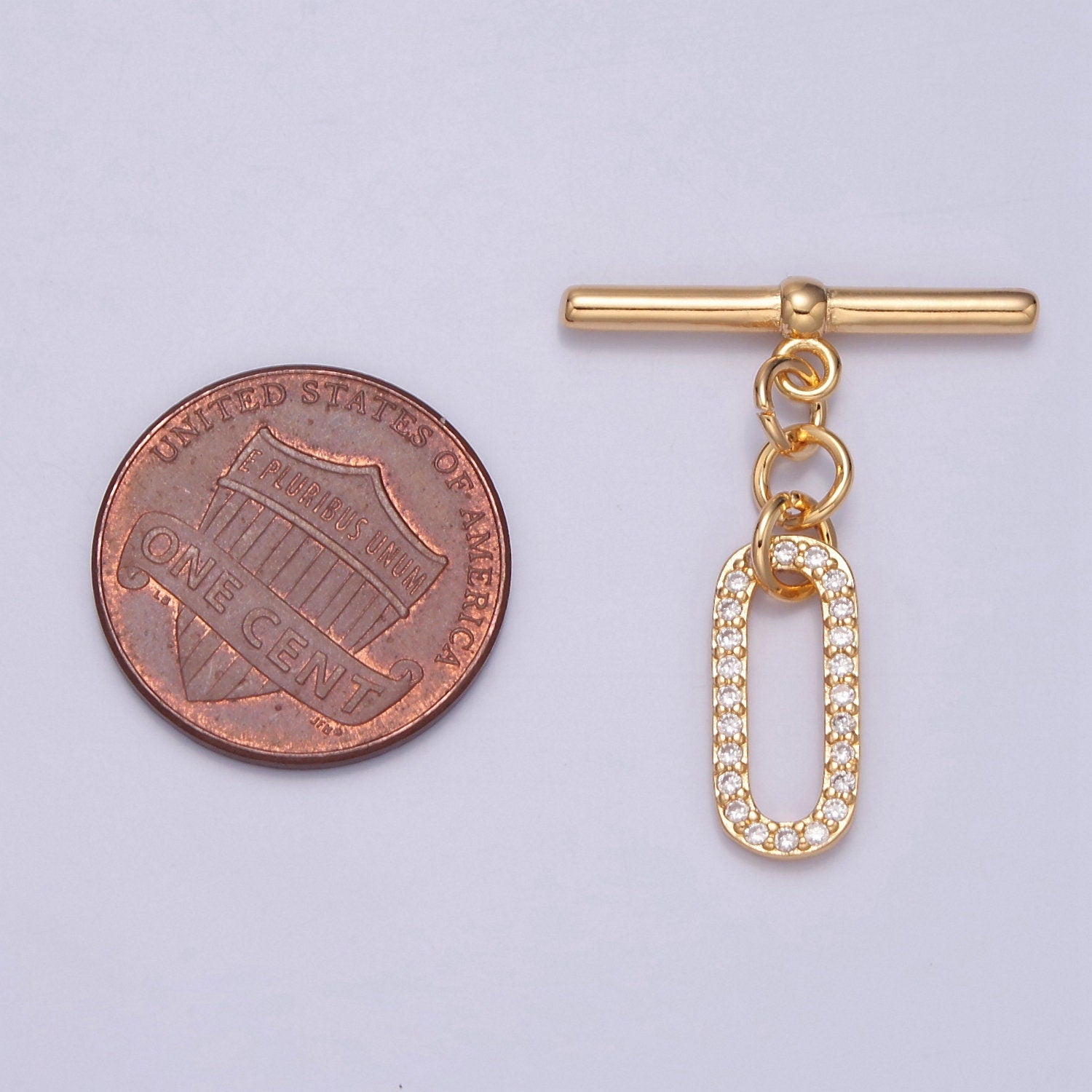 Real 18K Gold Plated Toggle Clasps • Gold Oval Toggle Clasps • Micro Pave cubic zirconia Toggle Clasps L-740