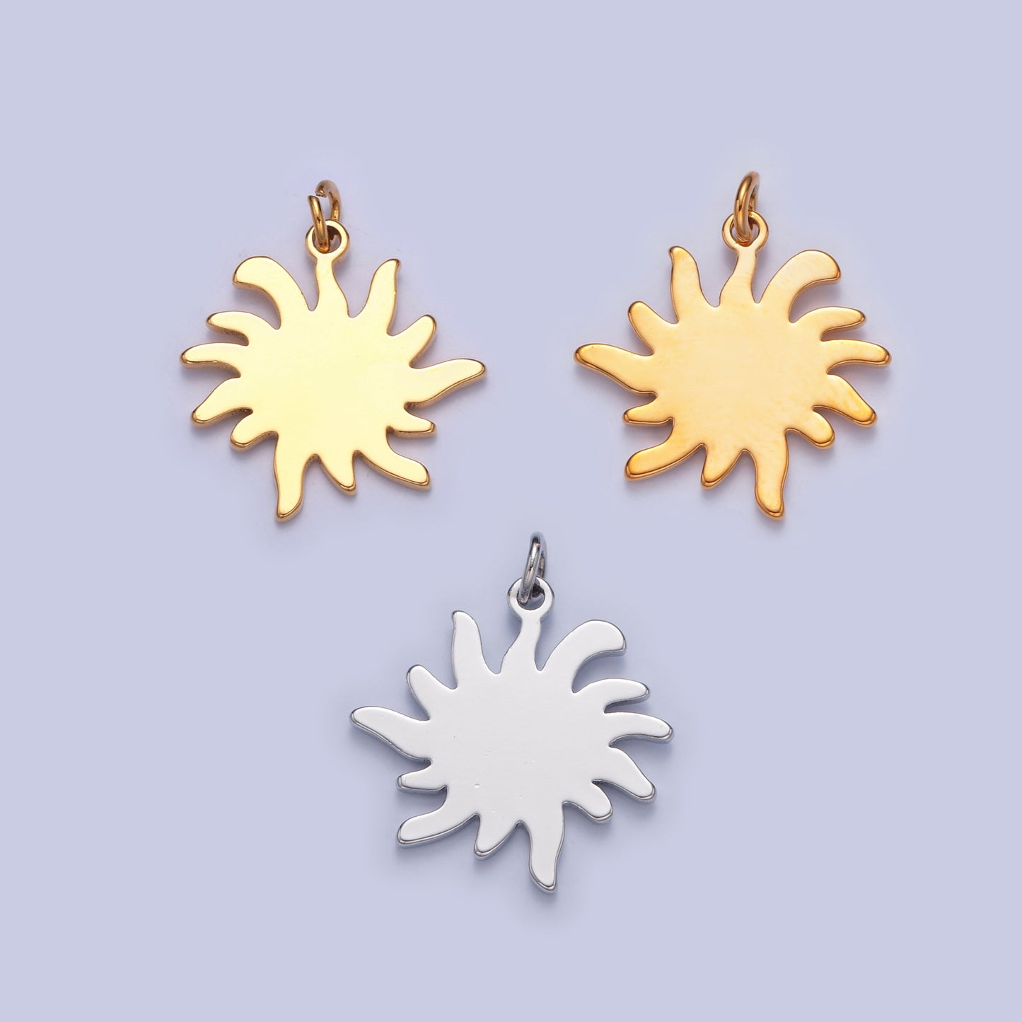 Gold Filled Minimalist Celestial Sun Charm, 21mmx18mm Spiraling Shining Star For DIY Jewelry Making, W-256