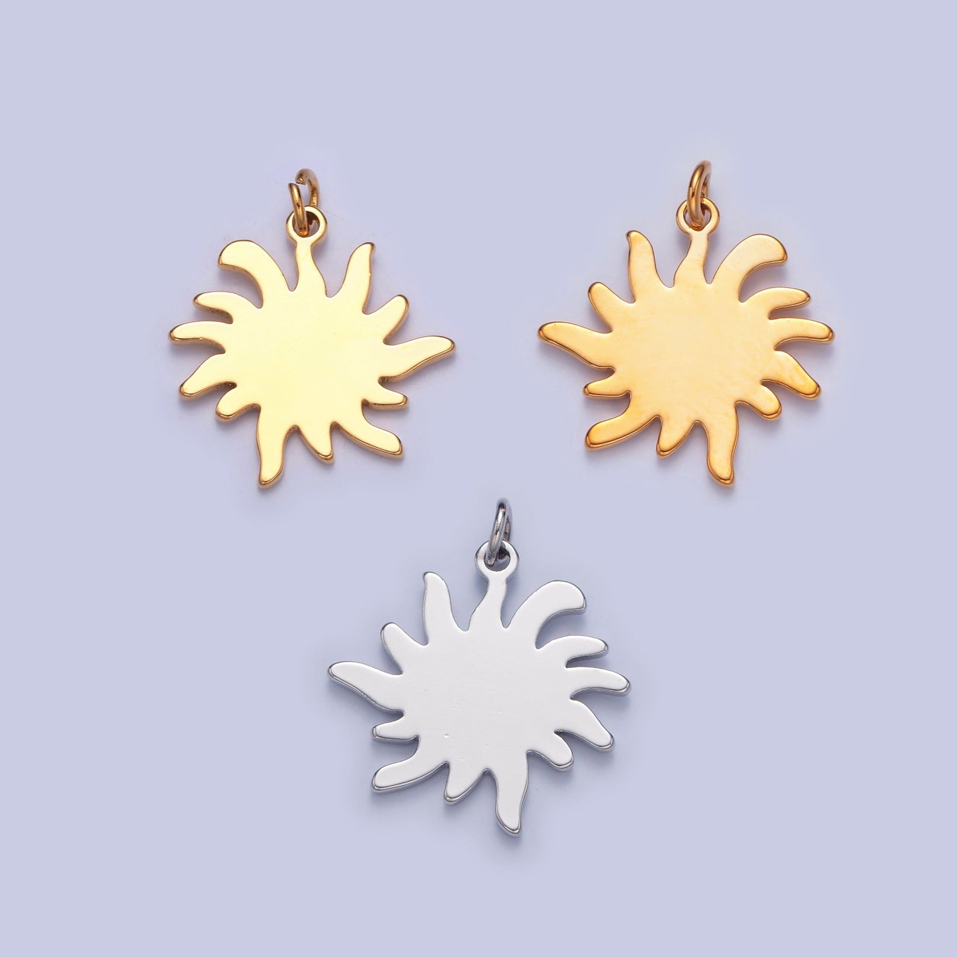 Gold Filled Minimalist Celestial Sun Charm, 21mmx18mm Spiraling Shining Star For DIY Jewelry Making, W-256
