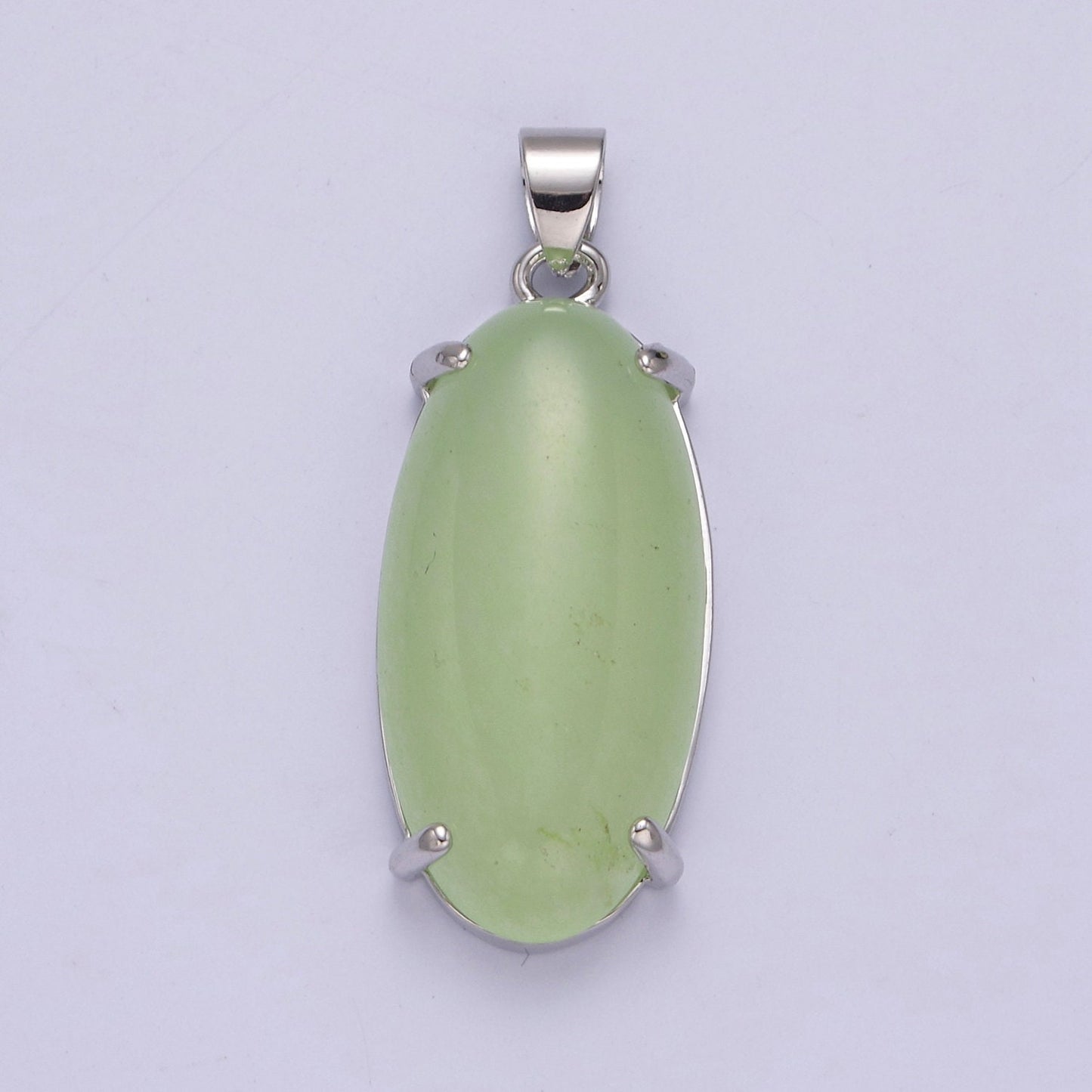 Big Light Green Oval Lucky jade pendant Drop Charm for Necklace W-645