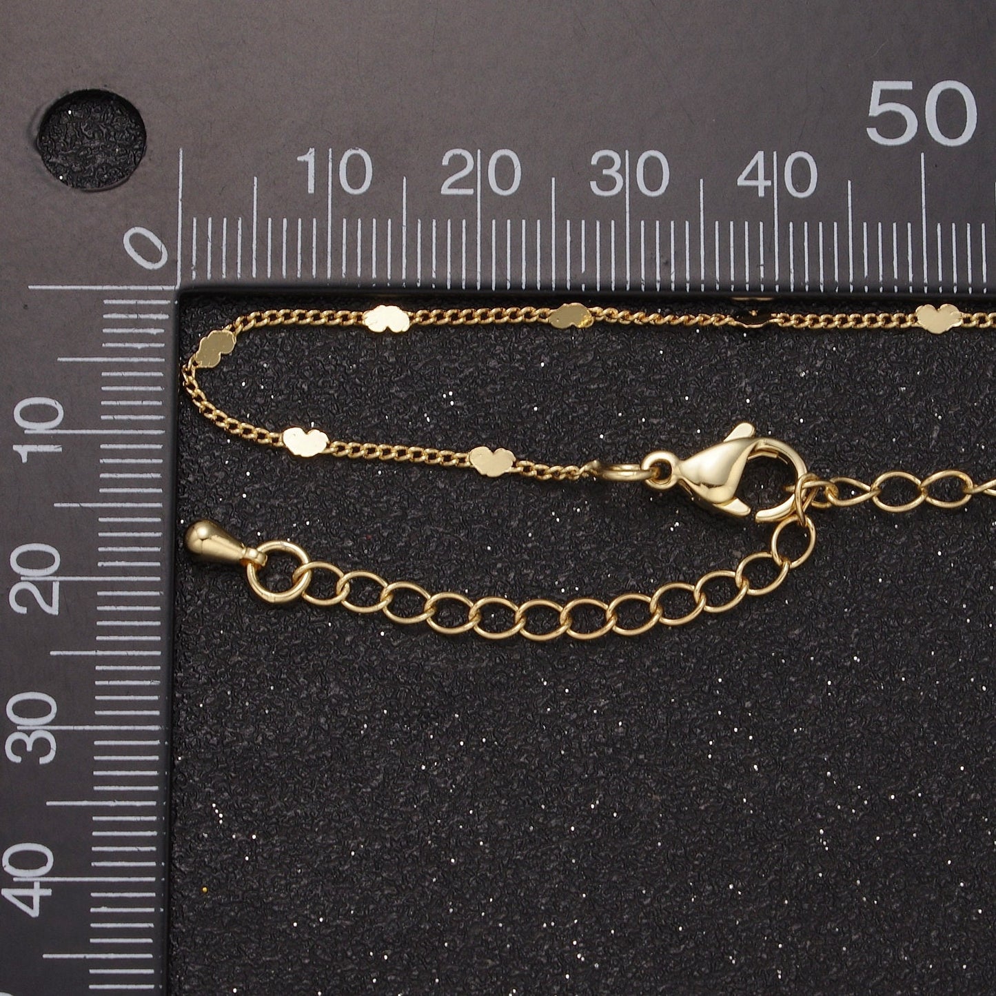 Tiny Heart Necklace in Gold Disc Satellite Chain 24k Gold Filled Curb Chain Dainty Necklace WA-872