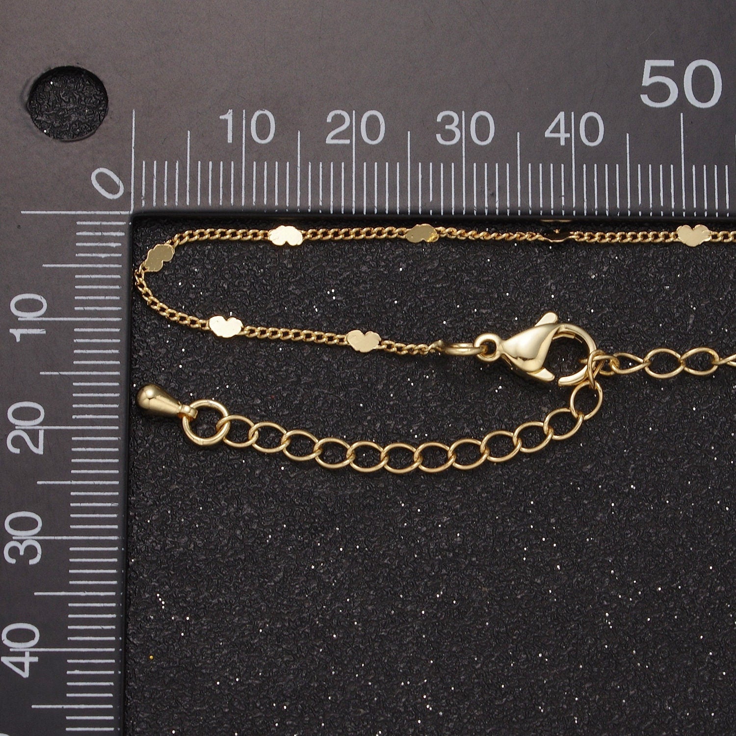 Tiny Heart Necklace in Gold Disc Satellite Chain 24k Gold Filled Curb Chain Dainty Necklace WA-872