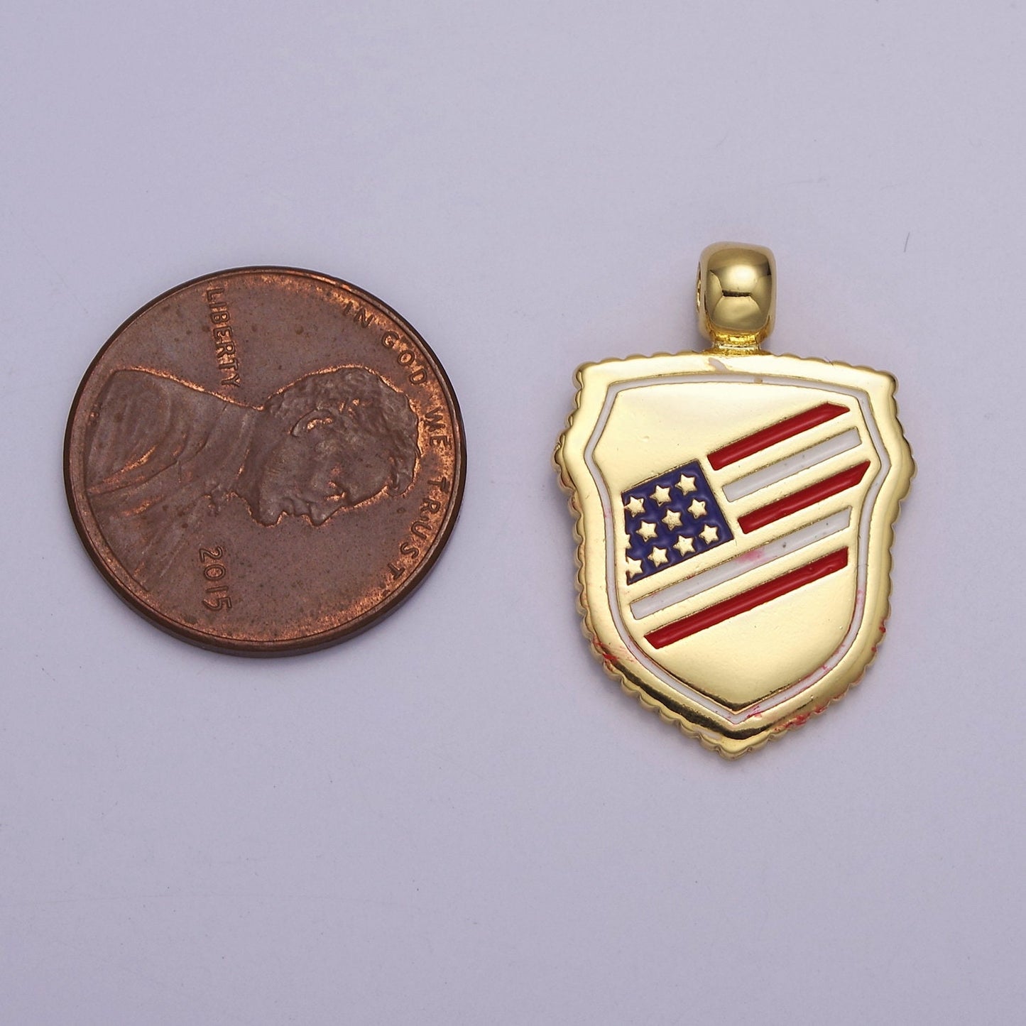Dainty American Flag Shield Charms, 4th of July, USA Charm, Patriotic, 24.7X17.5mm J-317