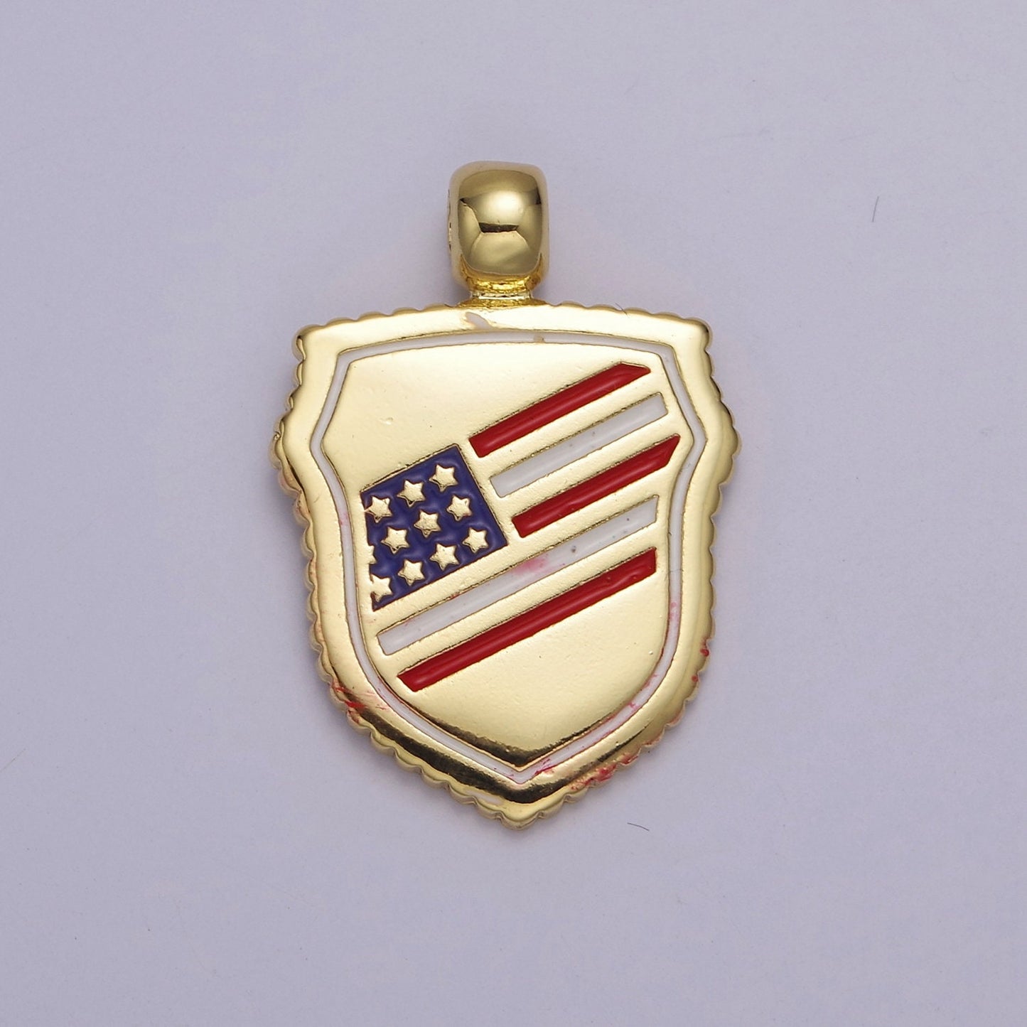 Dainty American Flag Shield Charms, 4th of July, USA Charm, Patriotic, 24.7X17.5mm J-317