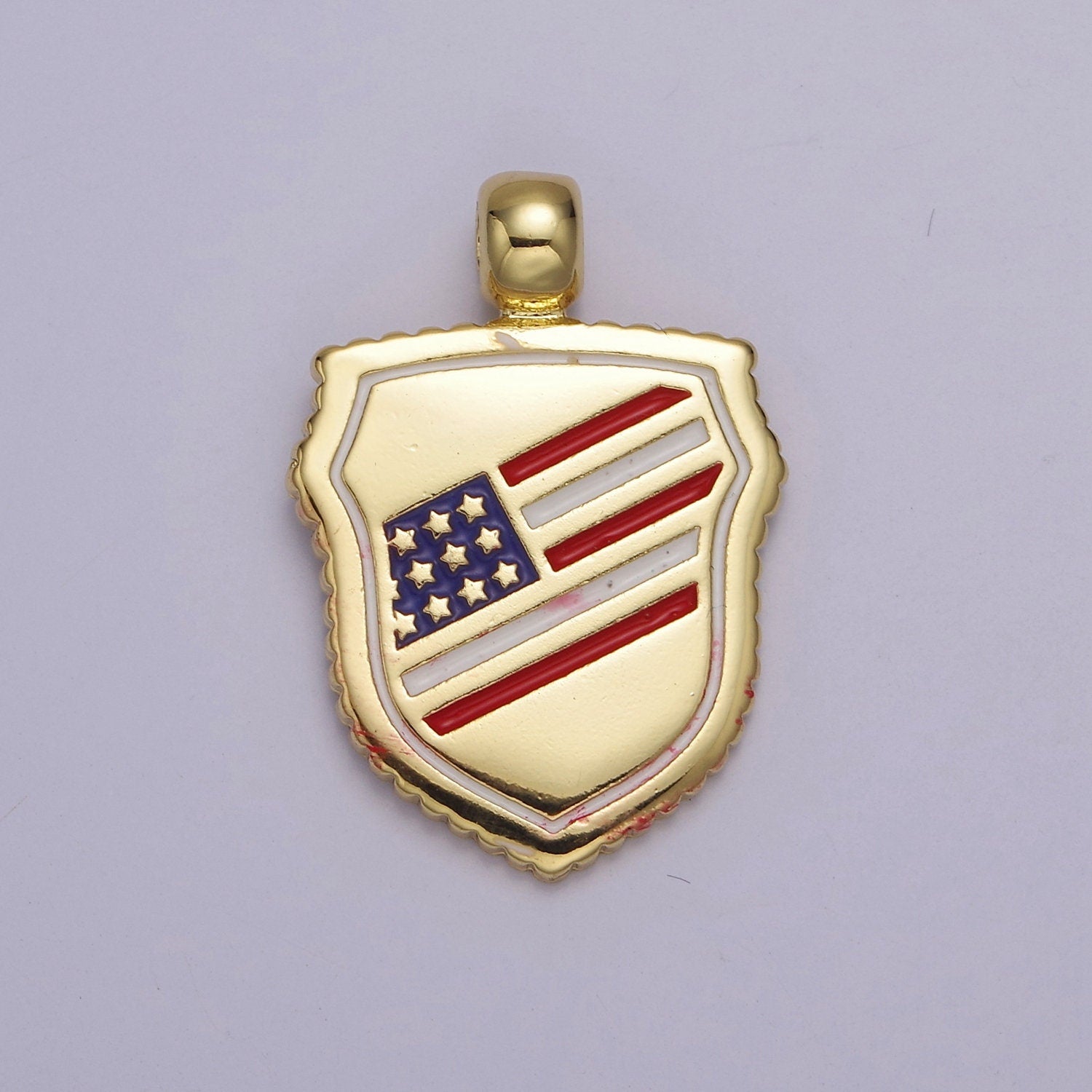Dainty American Flag Shield Charms, 4th of July, USA Charm, Patriotic, 24.7X17.5mm J-317