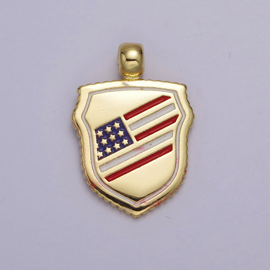 Dainty American Flag Shield Charms, 4th of July, USA Charm, Patriotic, 24.7X17.5mm J-317