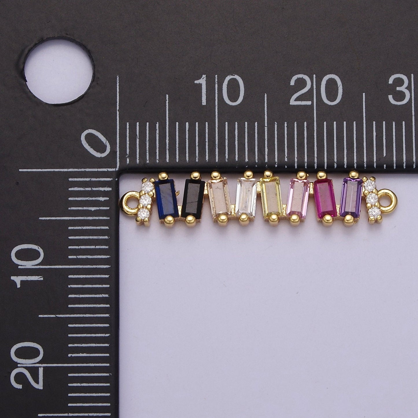 Multicolor Baguette Cubic Zirconia CZ Connector For Jewelry Necklace Bracelet Making, F-174