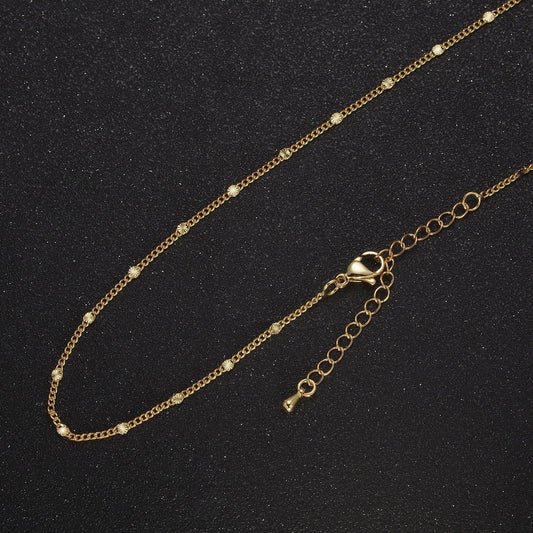 Dainty Sunburst Curb Chain Necklace ∙ 14K Gold Filled Necklace Curb Link Chain 18 inch + 2.5 inch extender Ready to Wear WA-937
