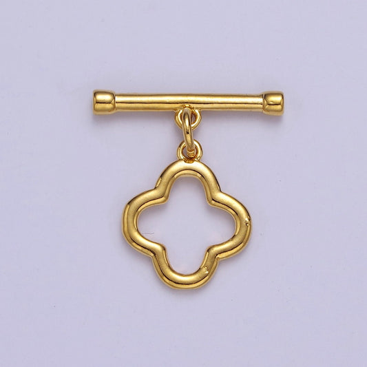 24k Gold Filled Clover OT Clasp Gold Toggle Clasp for Lucky Jewelry Making L-702