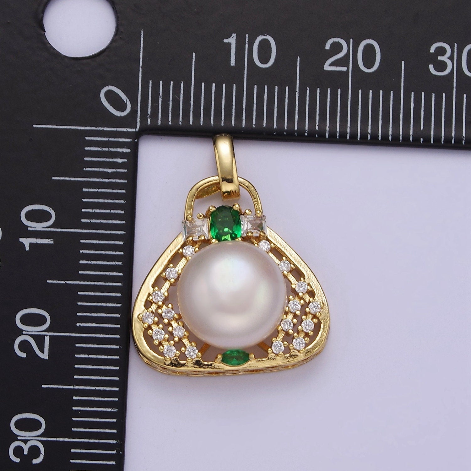 Mini Pearl Charm in a Purse Bag Charm for Bracelet Necklace Component J-465