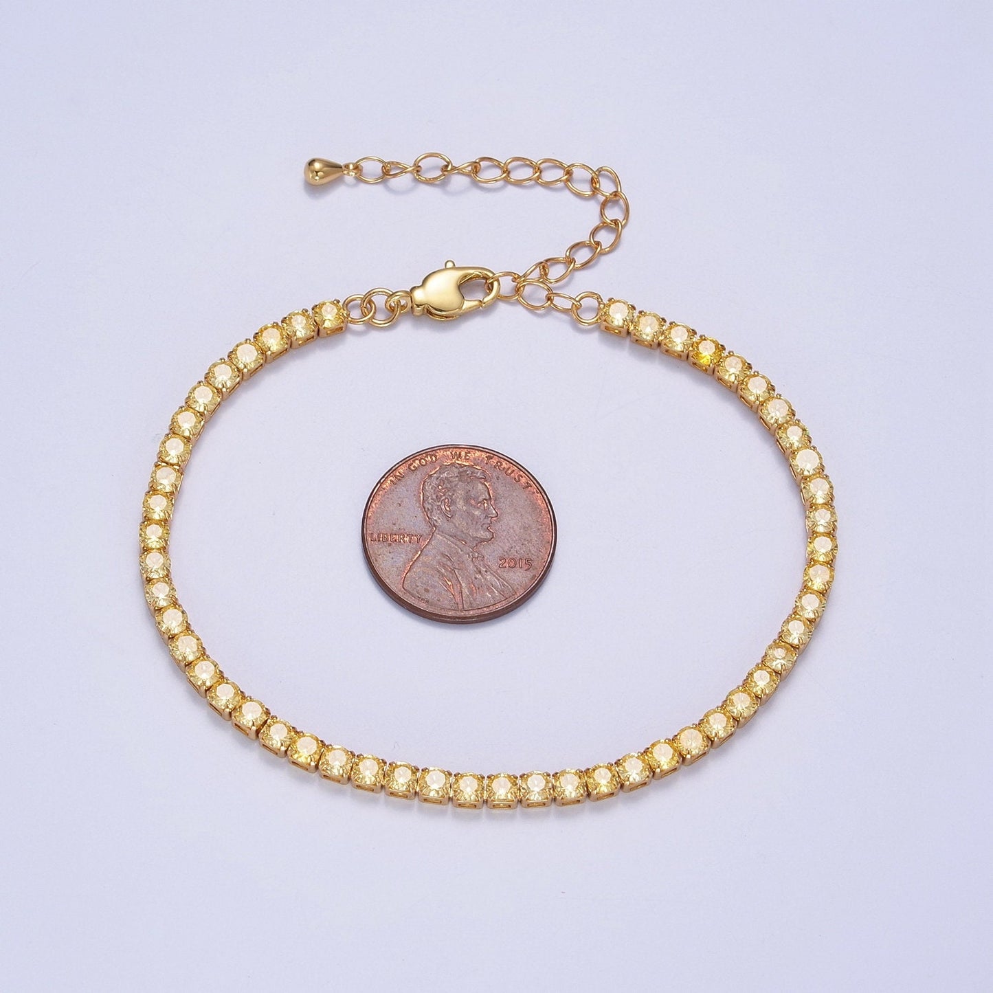 Dainty Peach, Yellow, Red Diamond Tennis Bracelet Gold CZ Tennis Bracelet Cubic Zirconia Diamond Bracelet Adjustable WA-890
