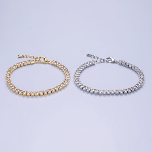 7" Marquise Tennis Chain Bracelet, Clear Crystal Zirconia CZ Tennis Chain, WA-904 WA-905