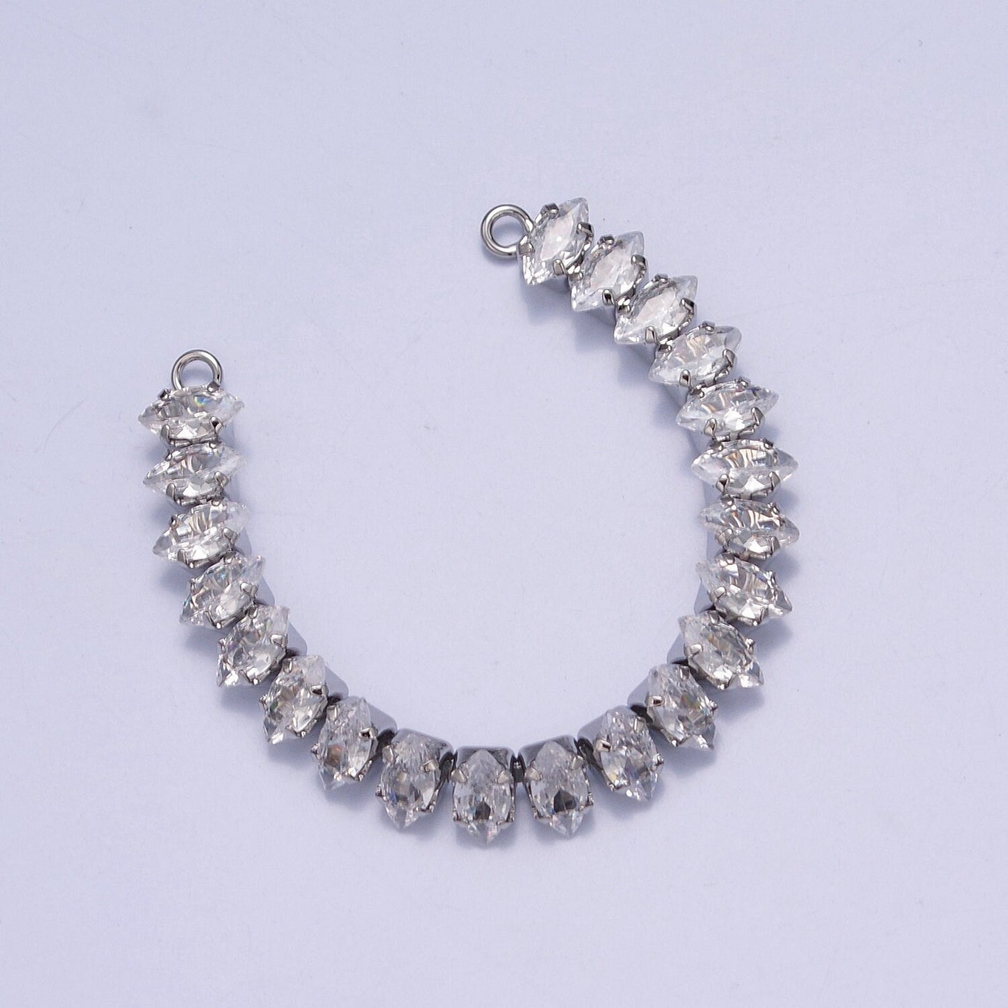 24k Gold Filled Clear CZ Marquise Paved connector Bendable Long Bar Connector for DIY Bracelet Component F-218