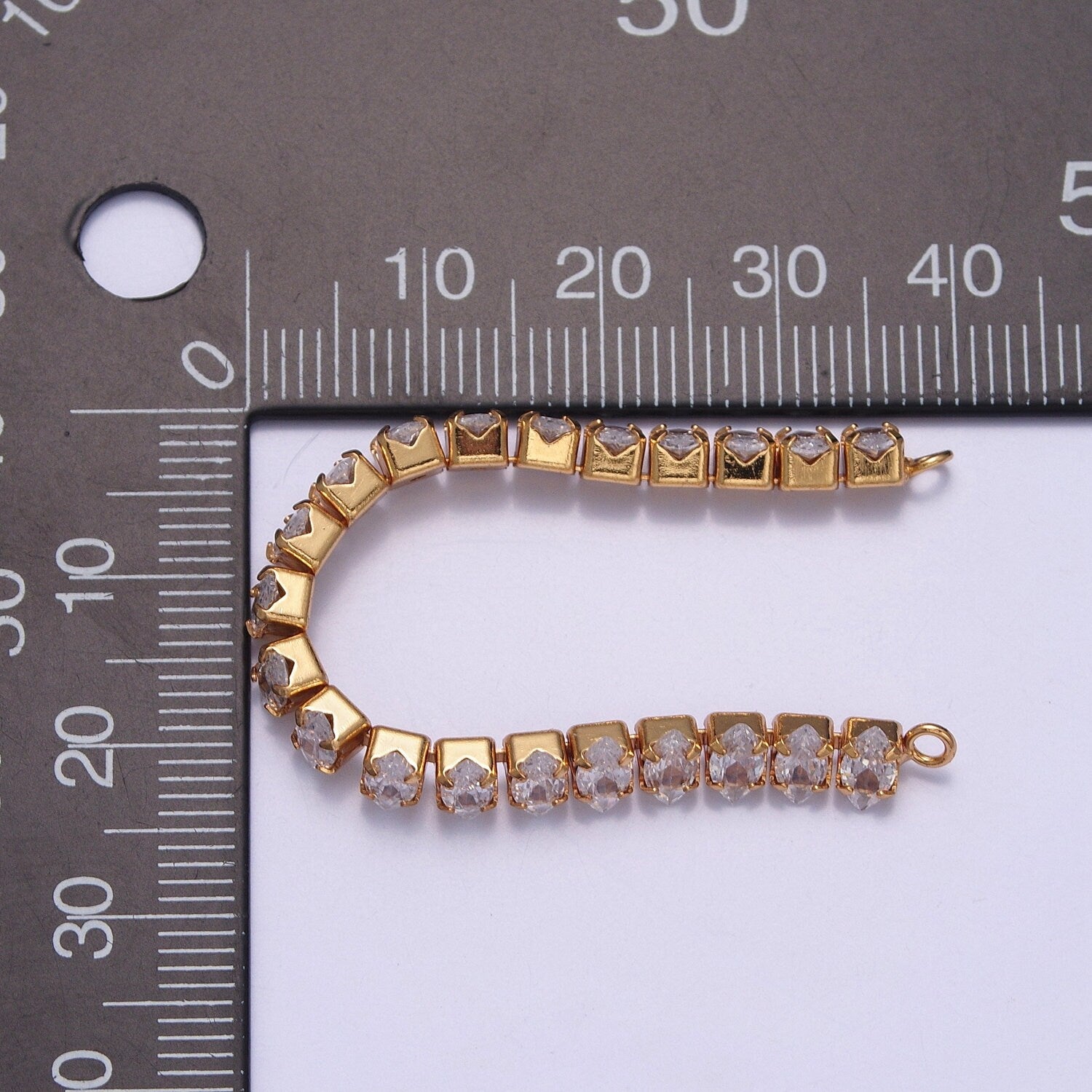 24k Gold Filled Clear CZ Marquise Paved connector Bendable Long Bar Connector for DIY Bracelet Component F-218