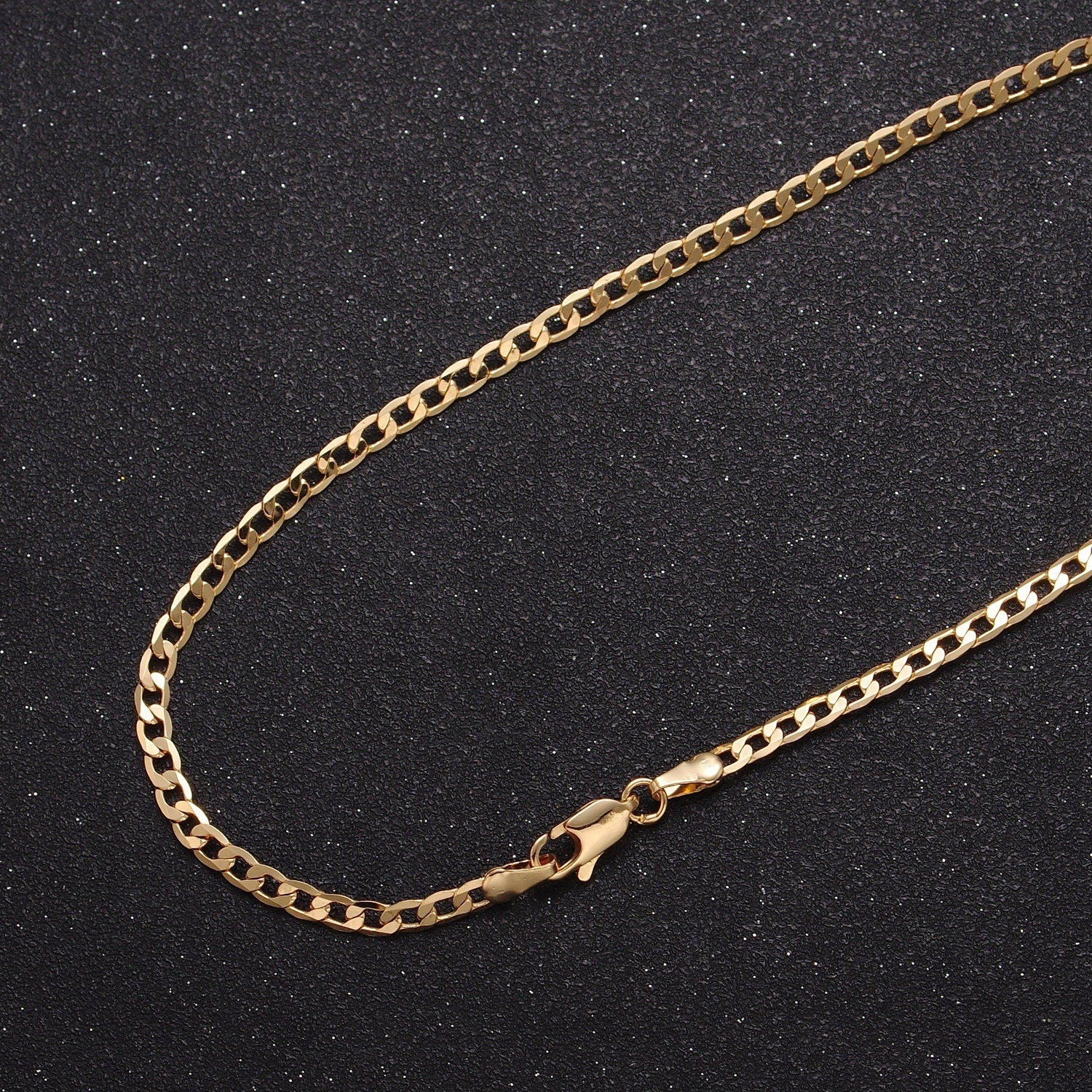 Dainty Flat Curb Chain 18k Gold Filled Chain, Thin Choker Layer Necklace 3.4mm, Chain WA-906 WA-907 WA-908
