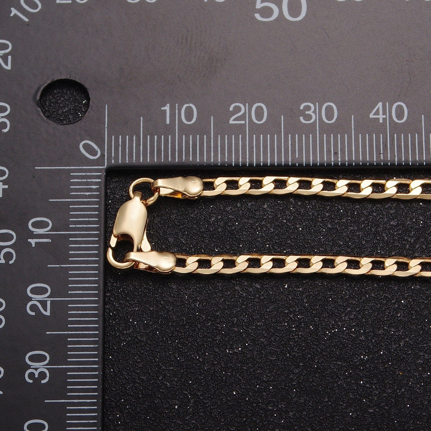 Dainty Flat Curb Chain 18k Gold Filled Chain, Thin Choker Layer Necklace 3.4mm, Chain WA-906 WA-907 WA-908
