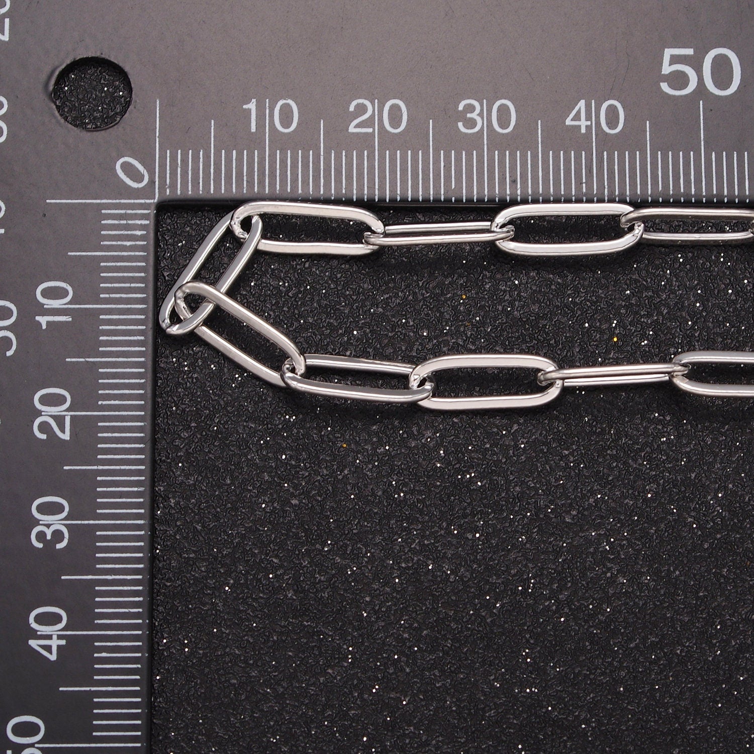 7.3X2.8mm Silver Paperclip Chain For DIY Jewelry Making, 19.5 Inch Rhodium Plated Wholesale Bulk Unfinished Paper Clip Chain, WA-1388