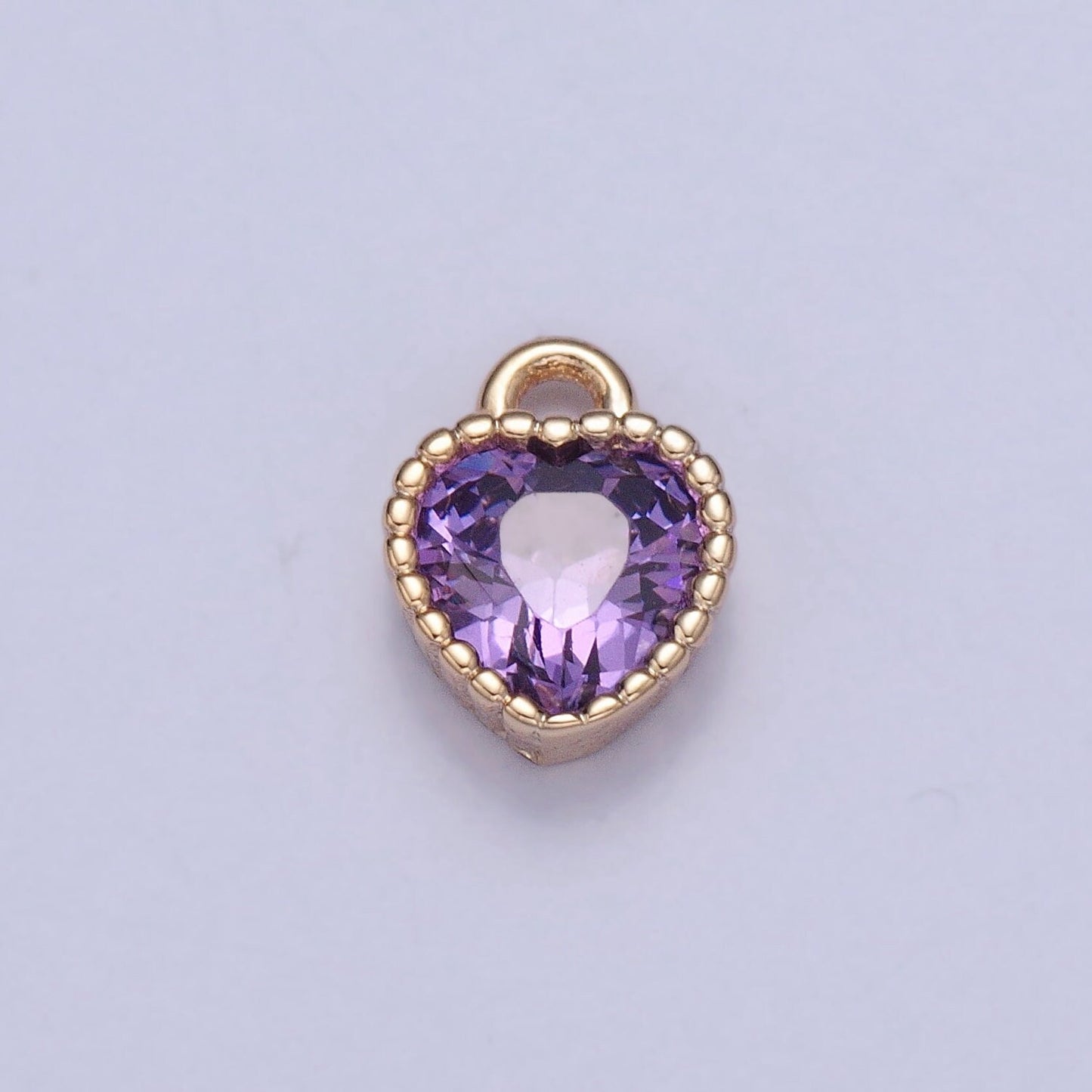Pink / Green / Purple Mini Small Heart Charm Cubic Heart Gold Charm for bracelet earring necklace jewelry making supply