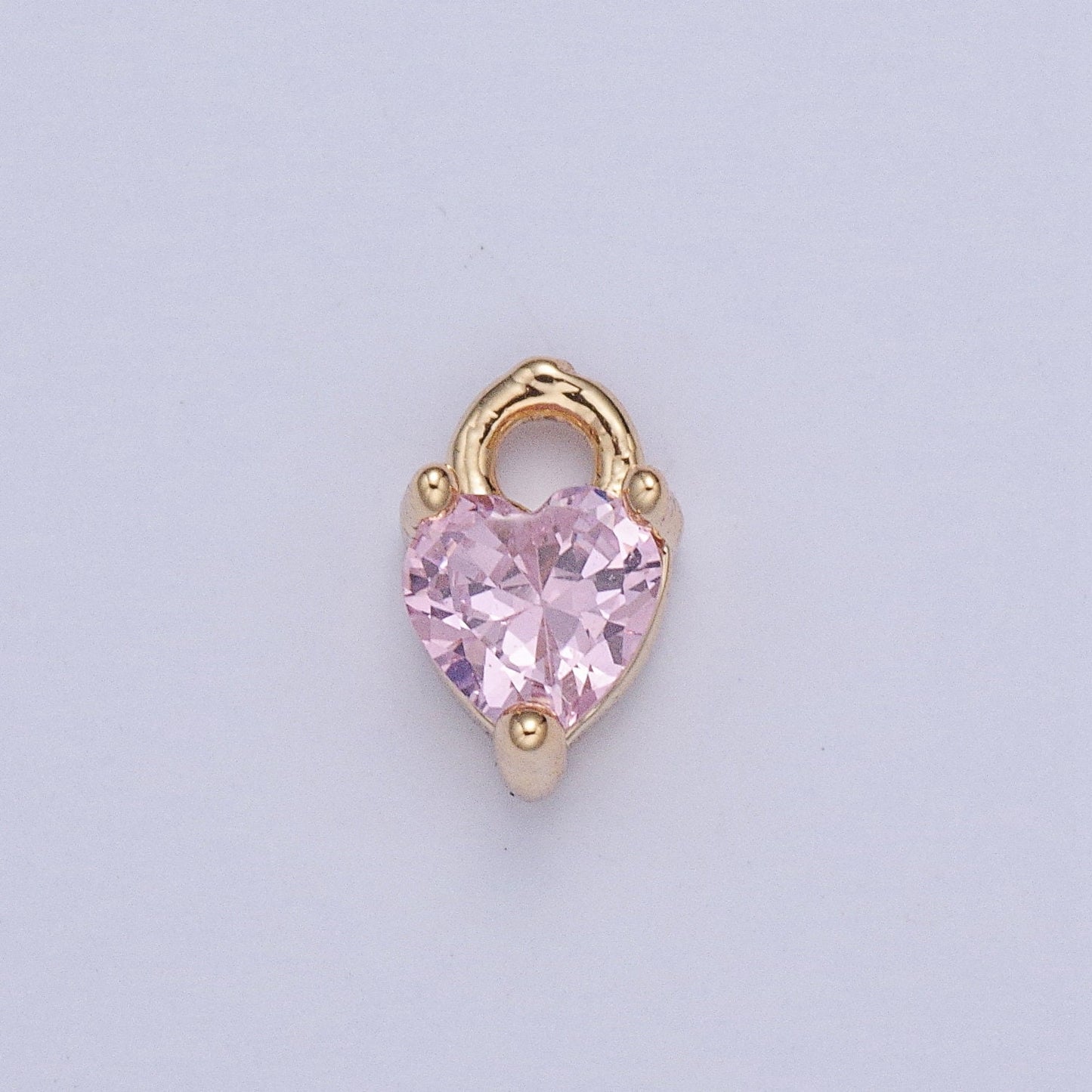 Birthstone Color Mini Small Heart Charm Cubic Heart Gold Charm for bracelet earring necklace jewelry making supply