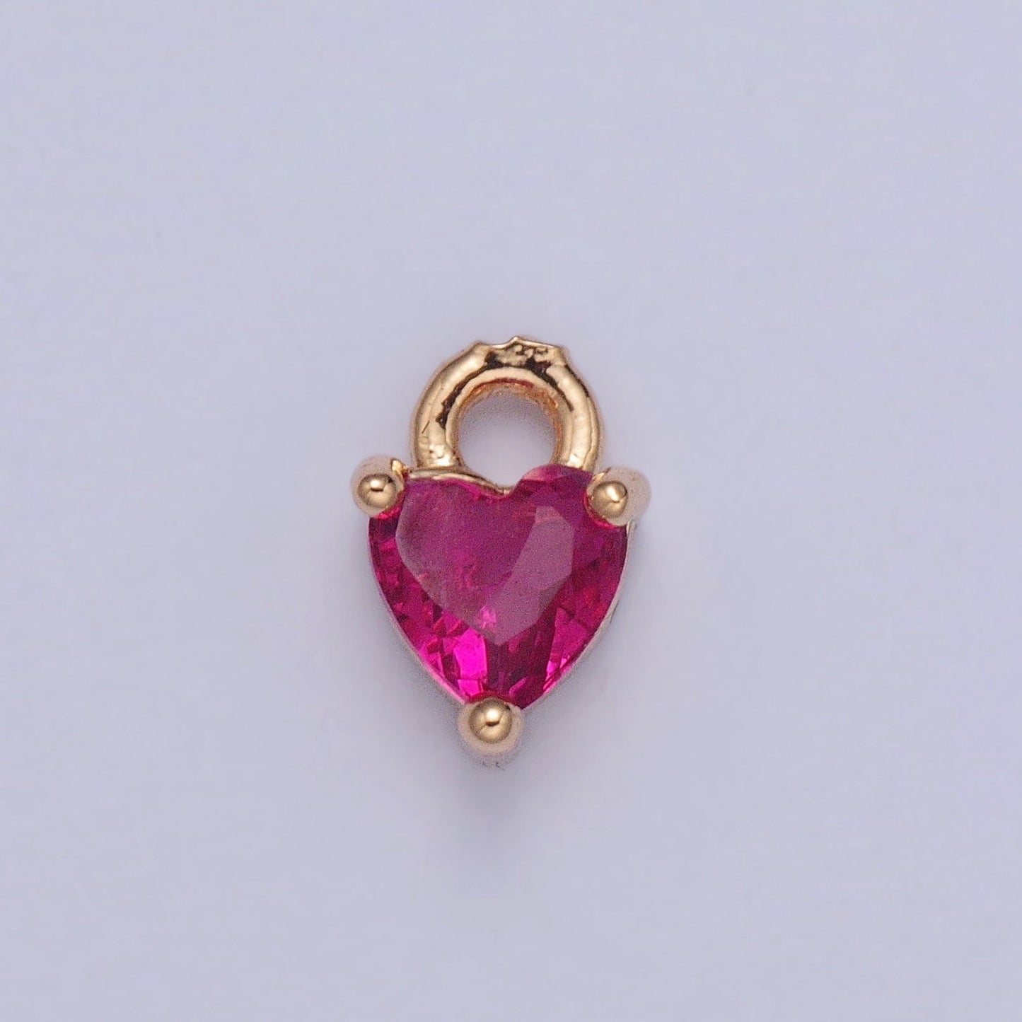 Birthstone Color Mini Small Heart Charm Cubic Heart Gold Charm for bracelet earring necklace jewelry making supply