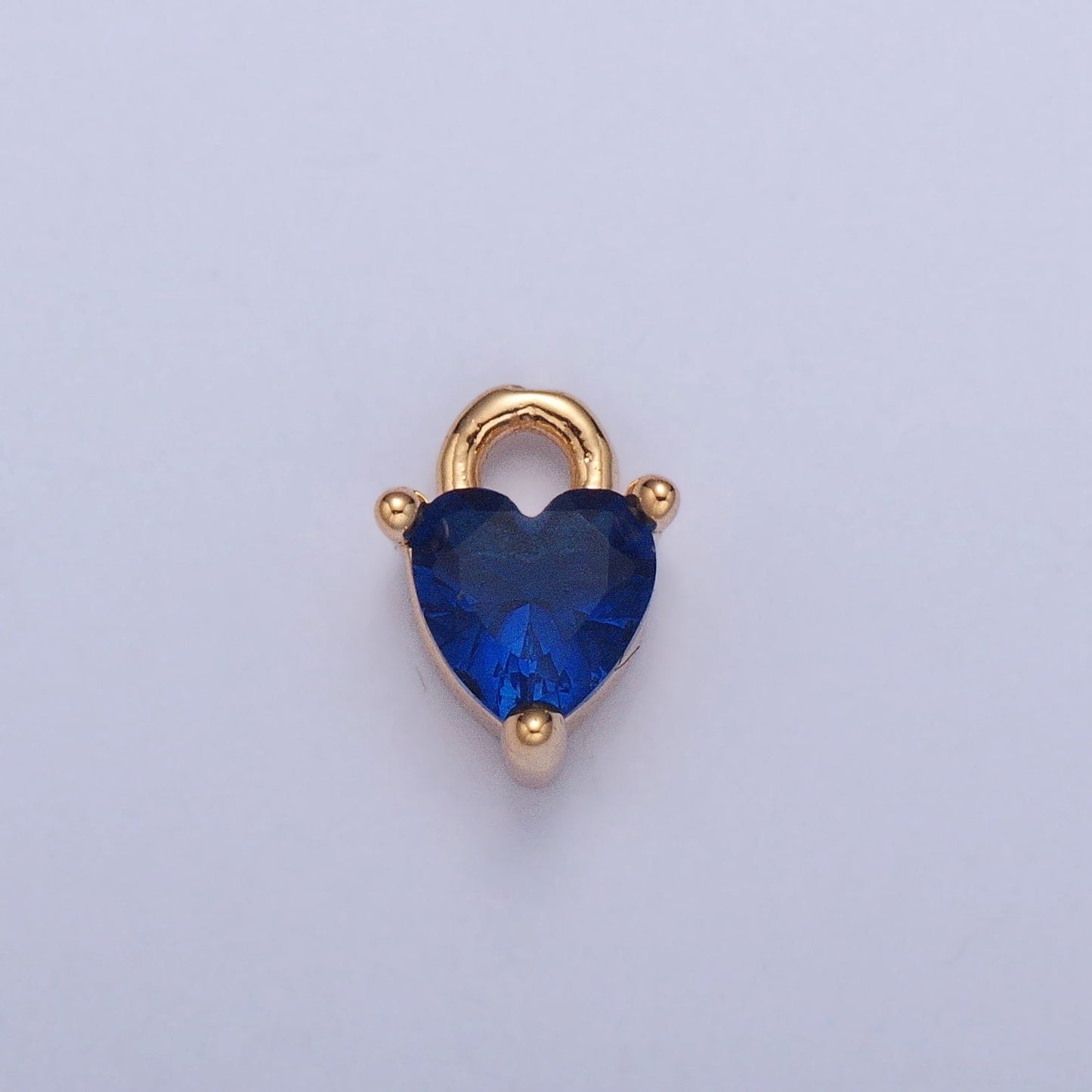 Birthstone Color Mini Small Heart Charm Cubic Heart Gold Charm for bracelet earring necklace jewelry making supply