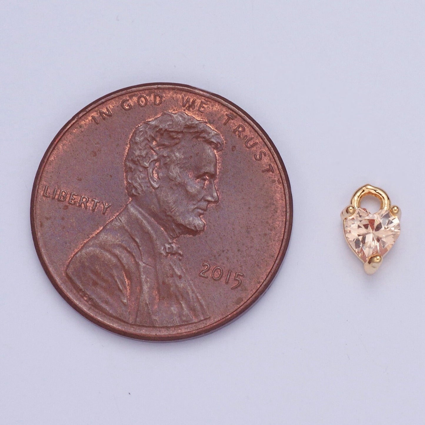 Birthstone Color Mini Small Heart Charm Cubic Heart Gold Charm for bracelet earring necklace jewelry making supply