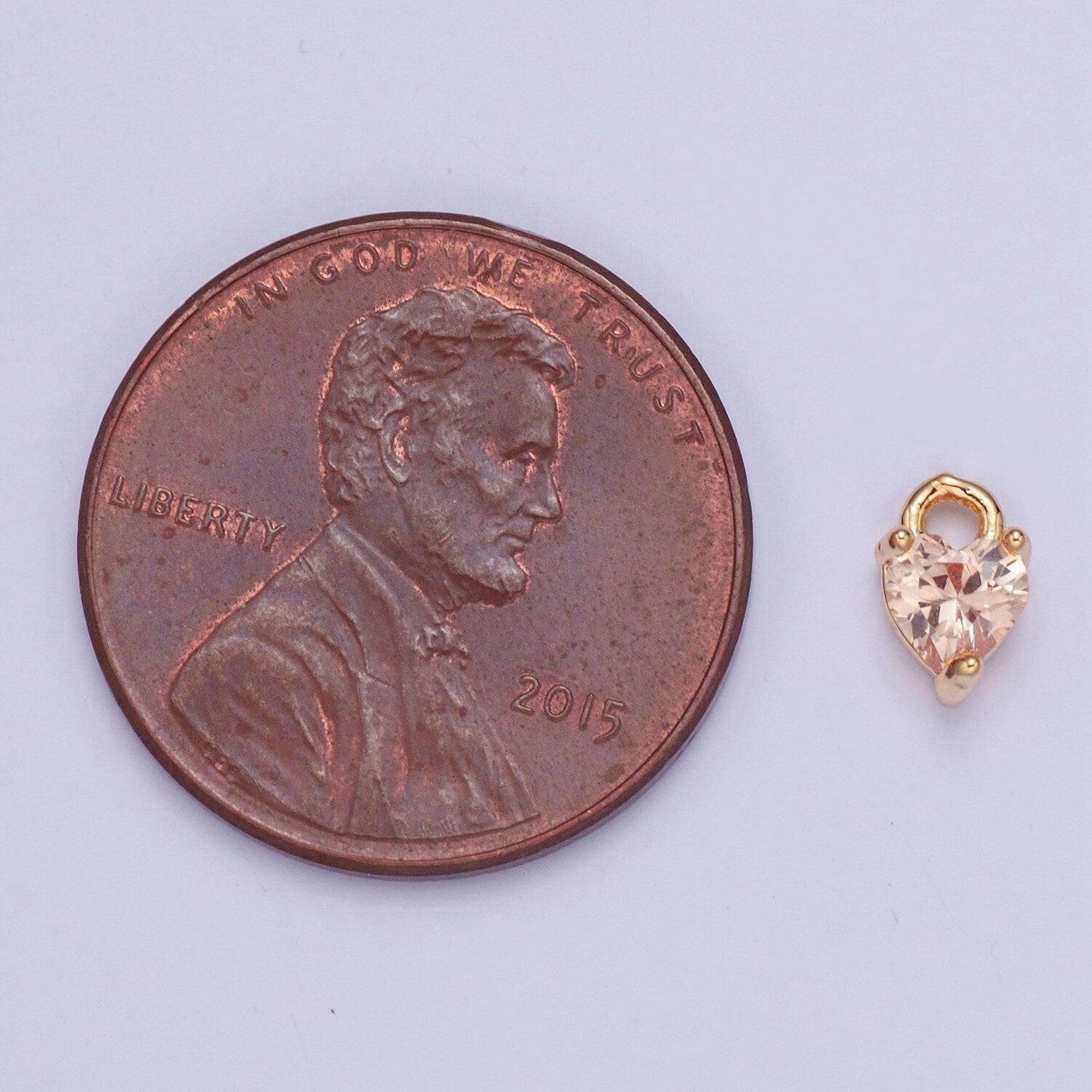 Birthstone Color Mini Small Heart Charm Cubic Heart Gold Charm for bracelet earring necklace jewelry making supply