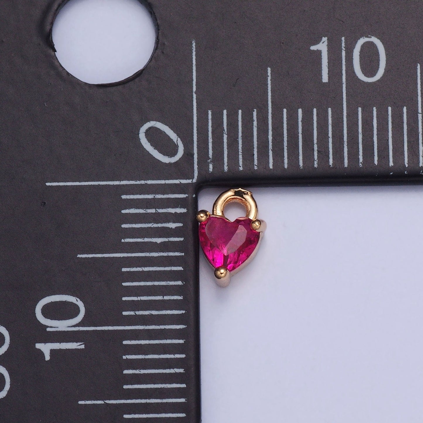 Birthstone Color Mini Small Heart Charm Cubic Heart Gold Charm for bracelet earring necklace jewelry making supply