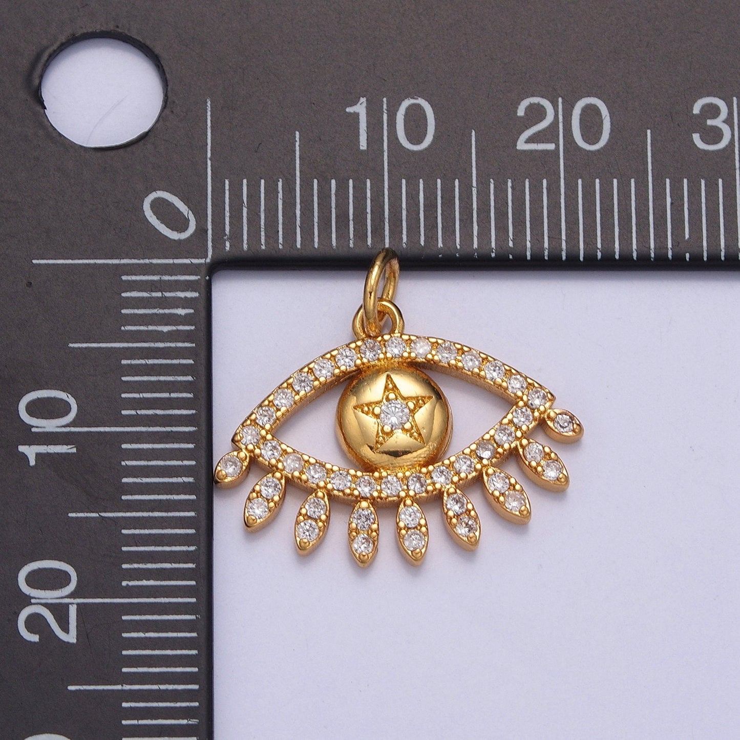 Micro Pave Evil Eye Charm, Eye of Ra with Star Pupil Cubic Zirconia Charm For DIY Jewelry Making W-200