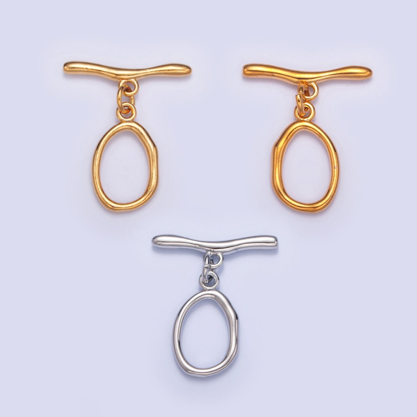 24K/14K Gold, White-Gold Filled Round Oval Toggle Clasps, Minimalist Gold & Silver Toggle Clasps For DIY Jewelry Making, L-756, L-757, L-758