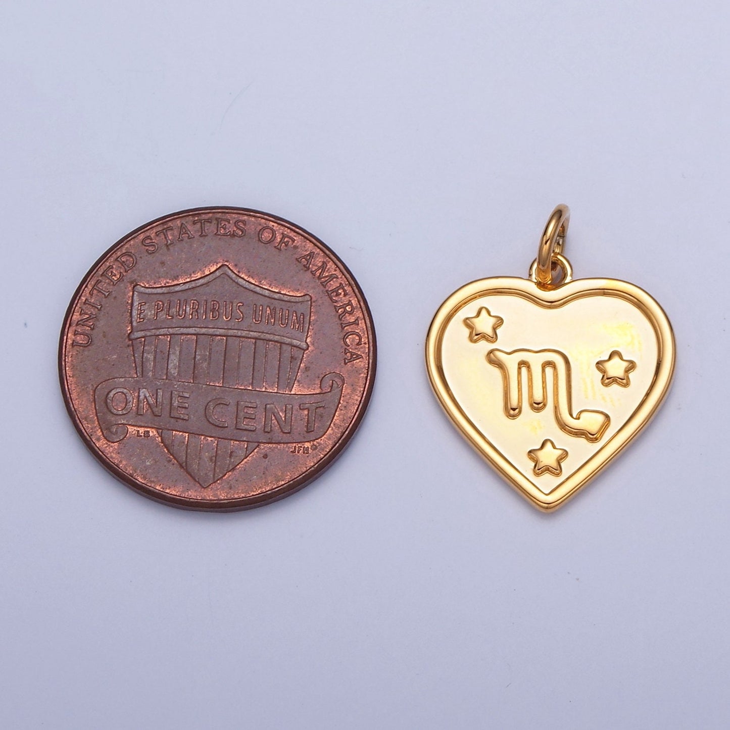 Small Heart-Shaped Zodiac Charms 24k Gold-Filled Astrological Zodiac Signs, Zodiac Symbols, Birthday, Add on Horoscope Charm A1451-A1456