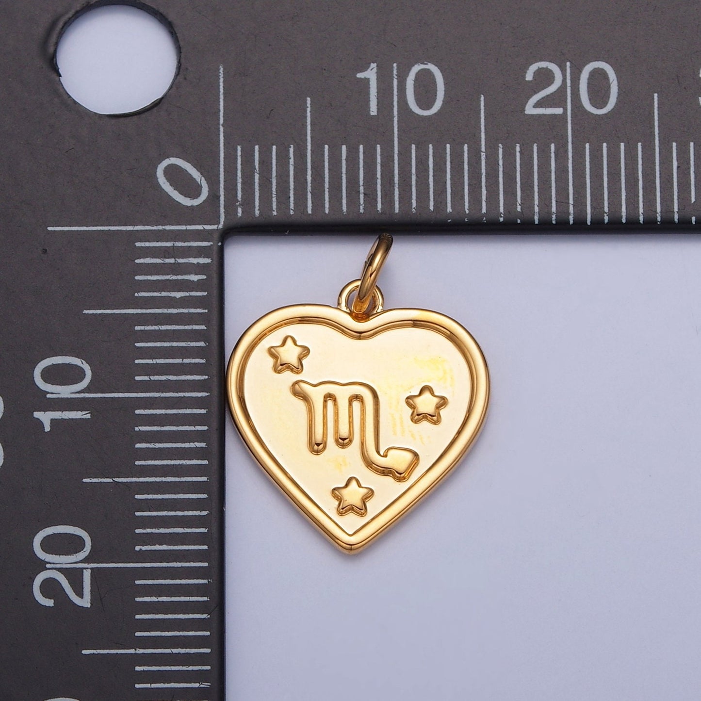 Small Heart-Shaped Zodiac Charms 24k Gold-Filled Astrological Zodiac Signs, Zodiac Symbols, Birthday, Add on Horoscope Charm A1451-A1456