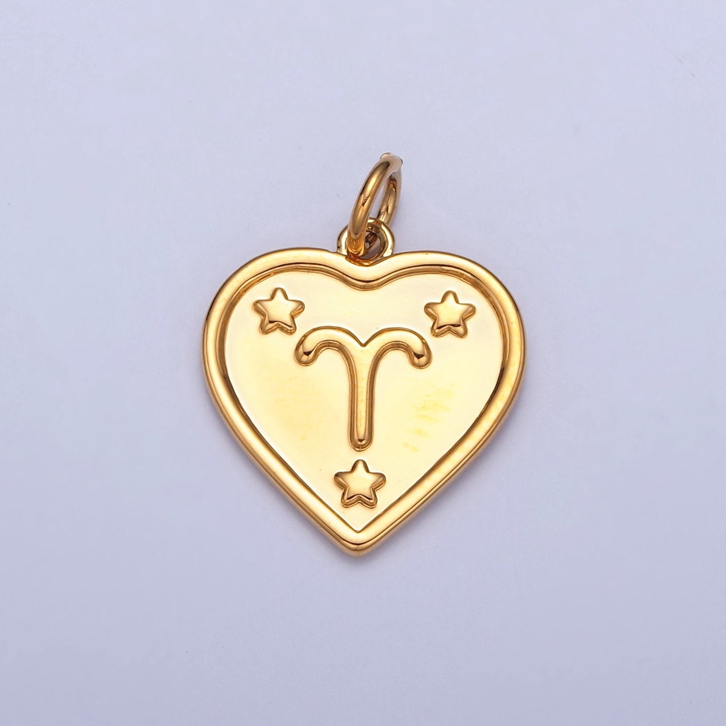 Small Heart-Shaped Zodiac Charms 24k Gold-Filled Astrological Zodiac Signs, Zodiac Symbols, Birthday, Add on Horoscope Charm A1451-A1456