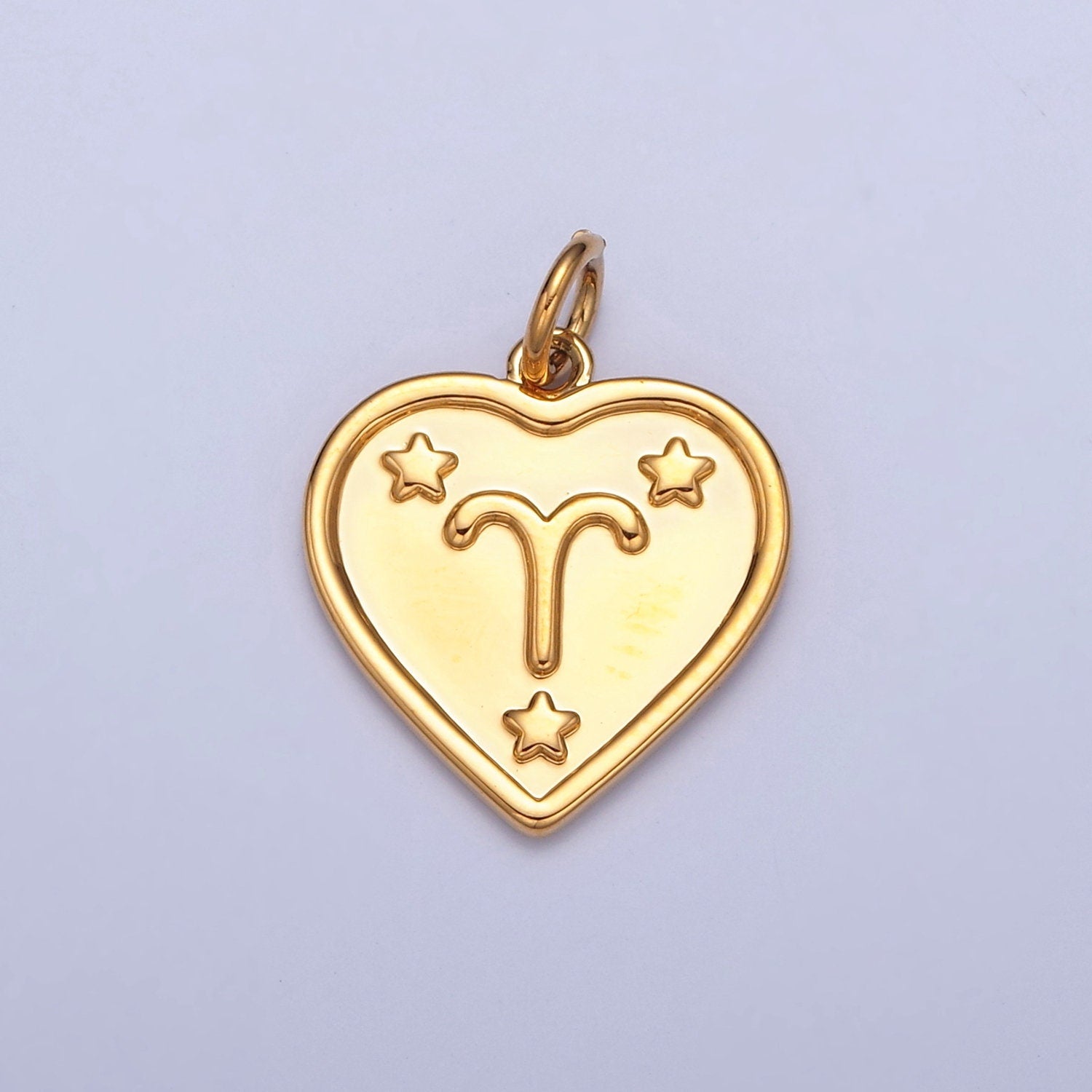 Small Heart-Shaped Zodiac Charms 24k Gold-Filled Astrological Zodiac Signs, Zodiac Symbols, Birthday, Add on Horoscope Charm A1451-A1456