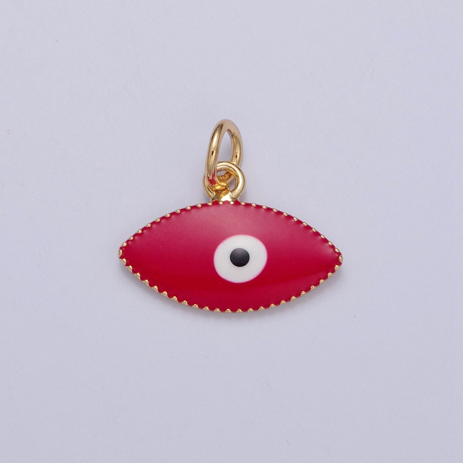 Dainty 24K Gold Enamel Evil Eyes Pendant, 3 Colors 24K Gold Plated| DIY Amulet Charm Add on Necklace Bracelet | X-120, X-121, X-122