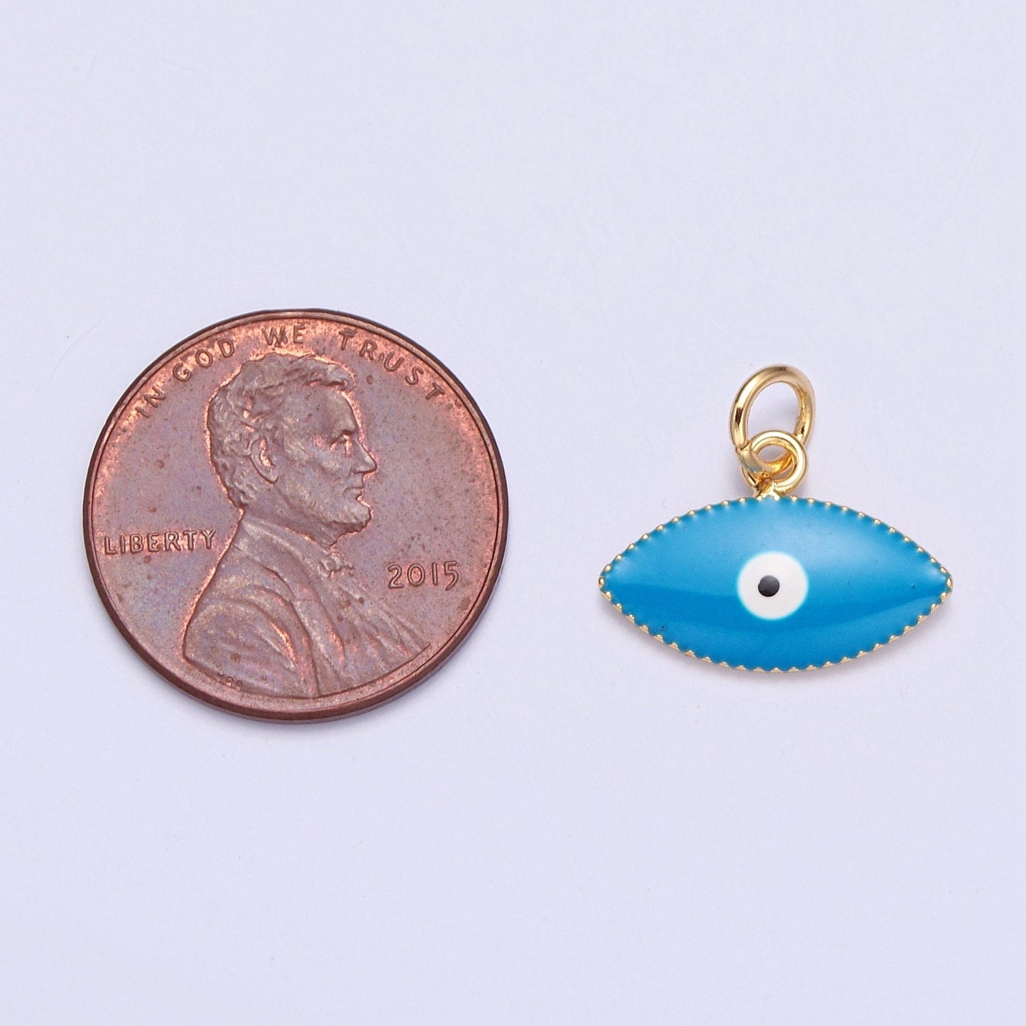 Dainty 24K Gold Enamel Evil Eyes Pendant, 3 Colors 24K Gold Plated| DIY Amulet Charm Add on Necklace Bracelet | X-120, X-121, X-122