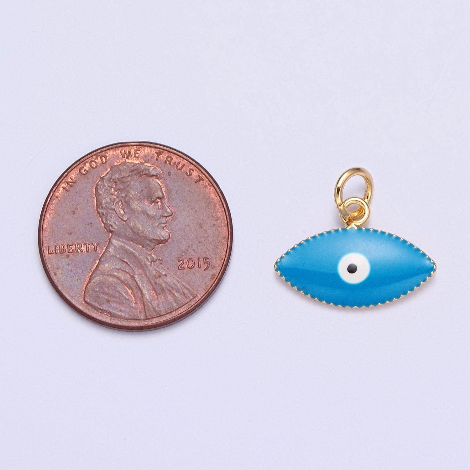 Dainty 24K Gold Enamel Evil Eyes Pendant, 3 Colors 24K Gold Plated| DIY Amulet Charm Add on Necklace Bracelet | X-120, X-121, X-122