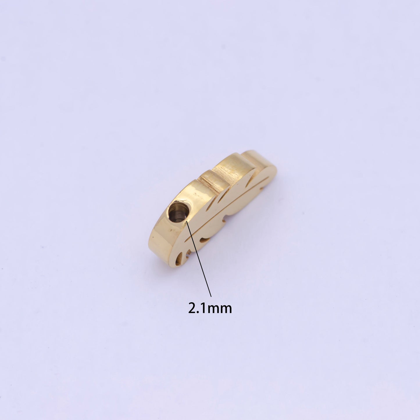 Dainty Tropical Leaf Charm Hole Spacer Bead, Gold Silver Stainless Steel Bead for DIY European Charms Beaded Bracelet | W-845, W-846