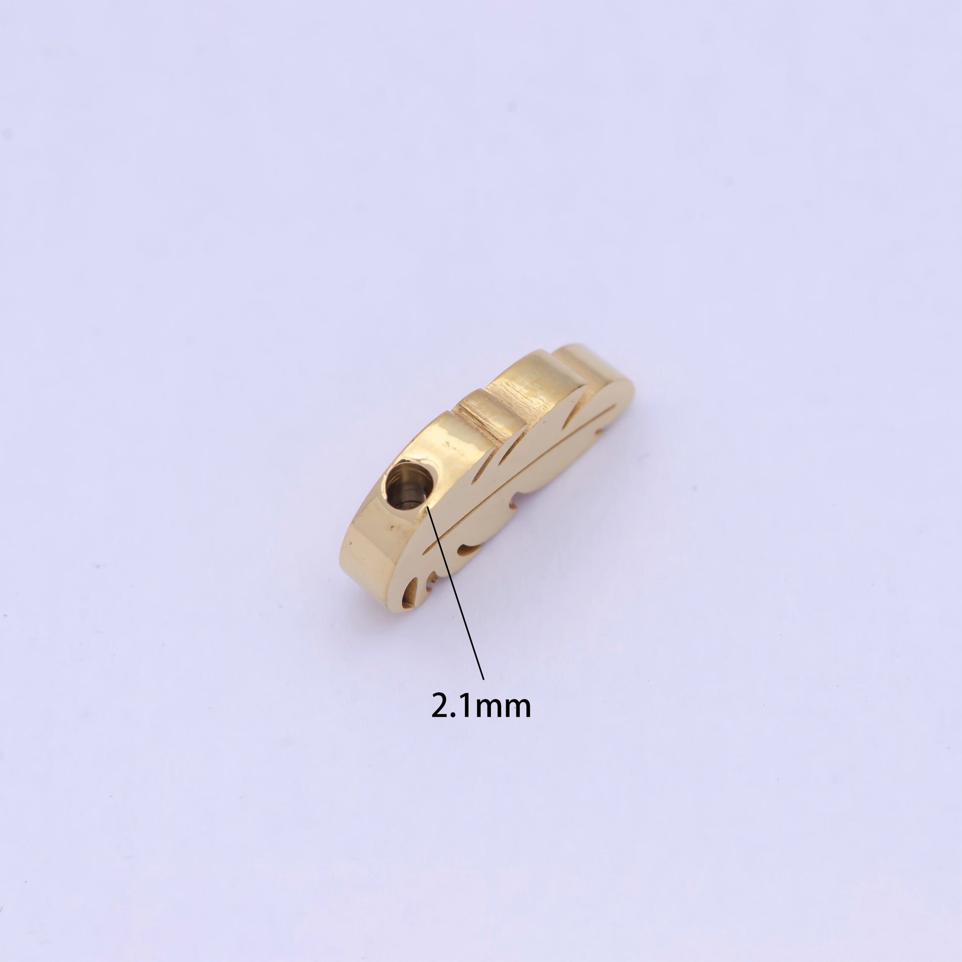 Dainty Tropical Leaf Charm Hole Spacer Bead, Gold Silver Stainless Steel Bead for DIY European Charms Beaded Bracelet | W-845, W-846